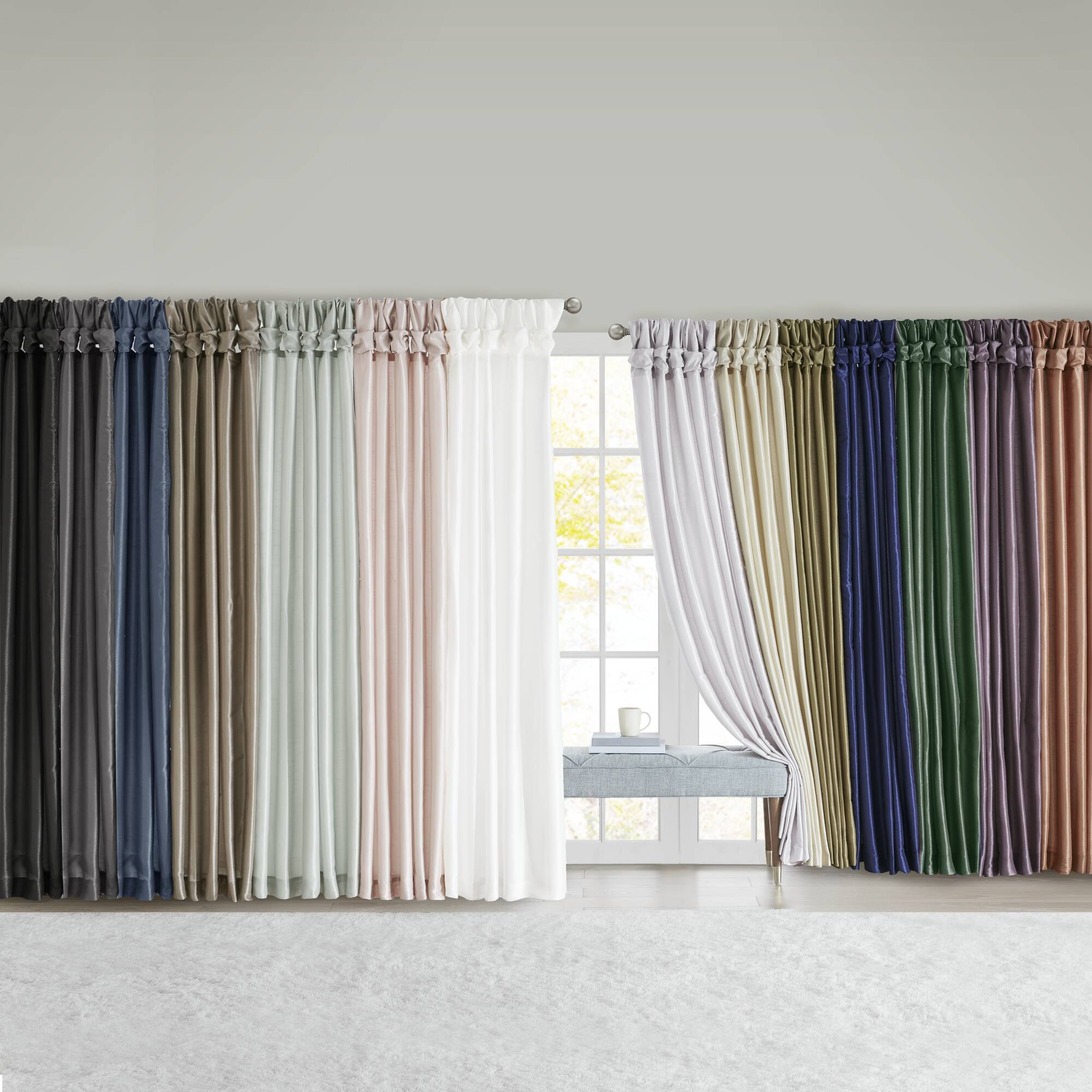 Emilia - Twist Tab Lined Window Curtain - White