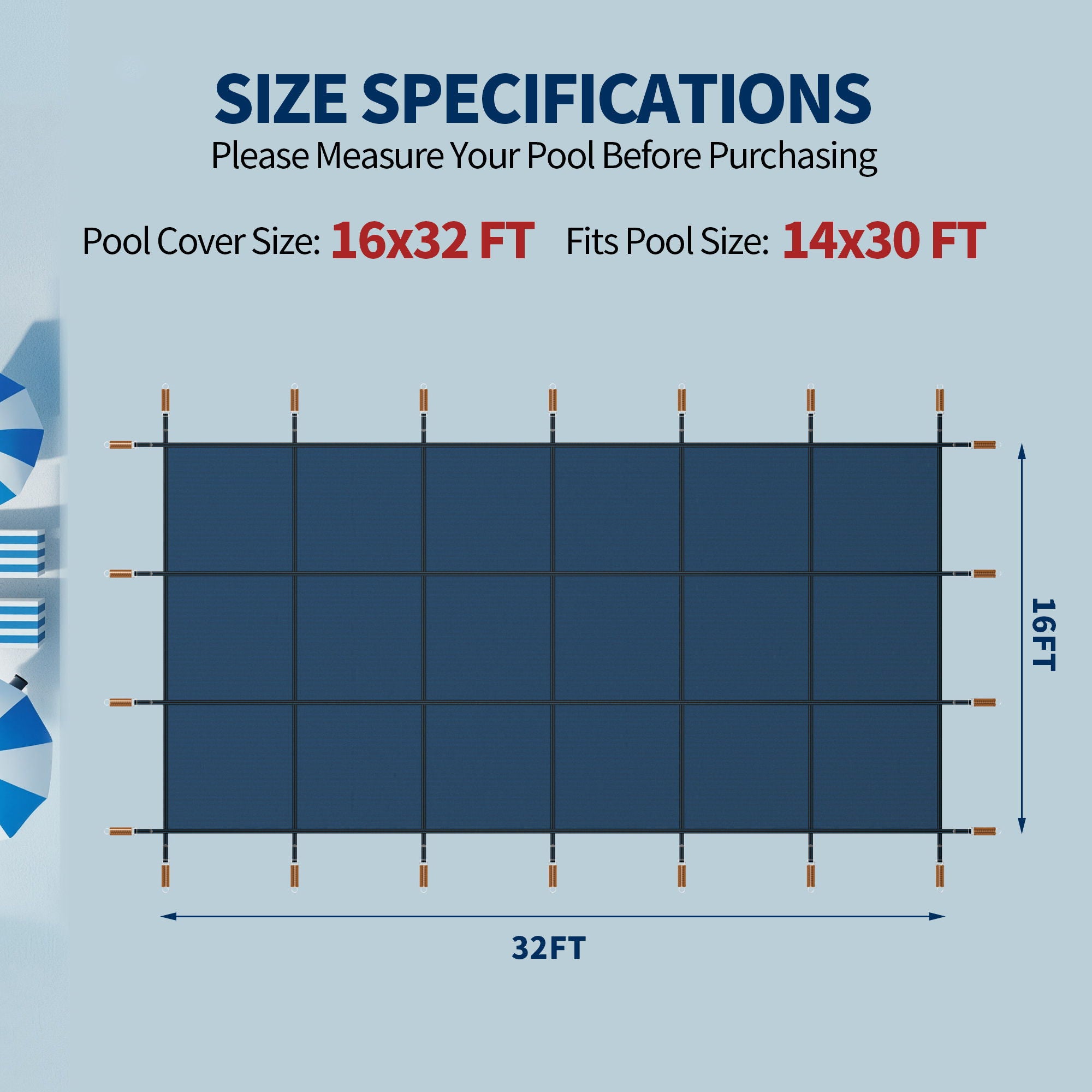 Swimming Pool Safety Cover - Blue