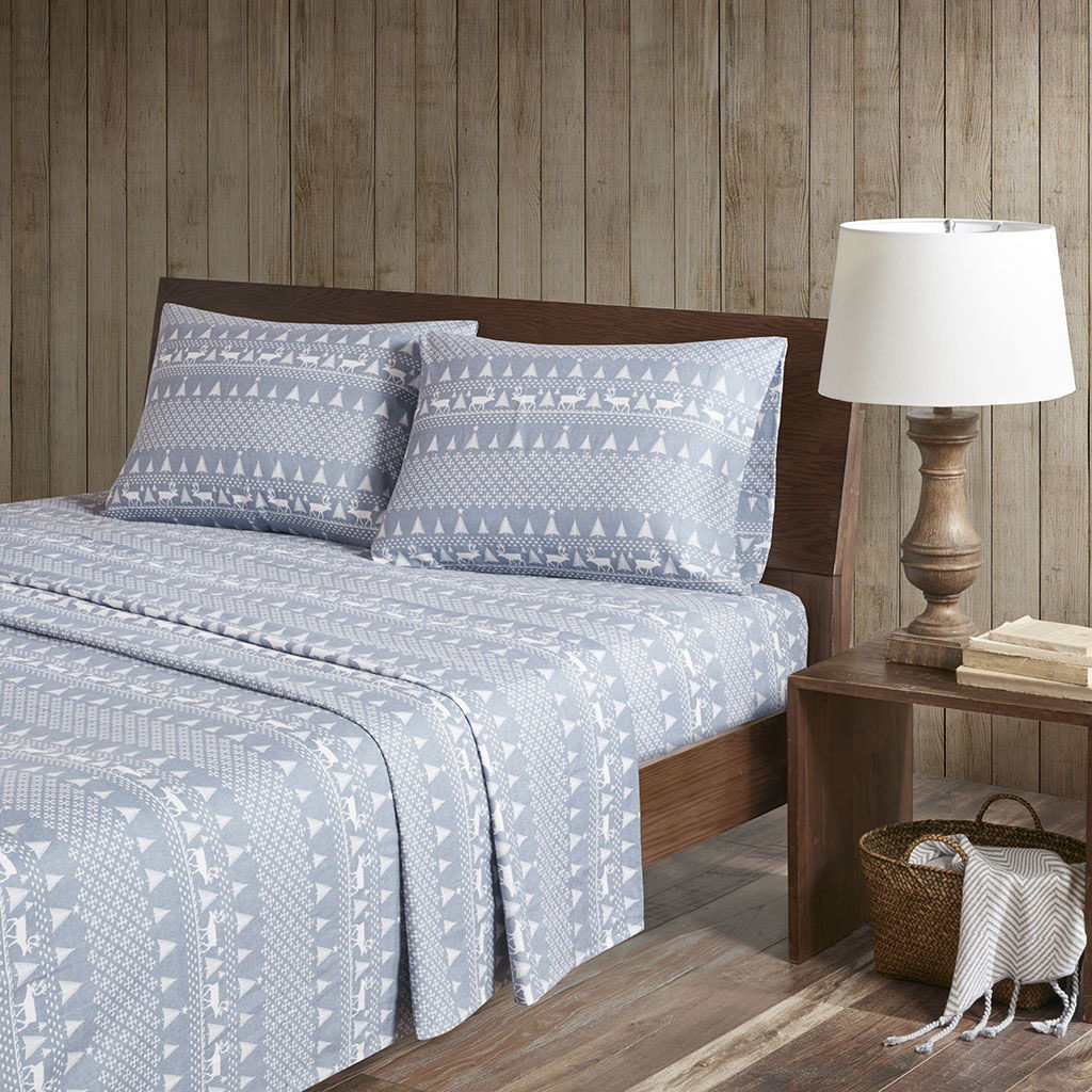 Flannel - King Sheet Set - Blue Winter Frost
