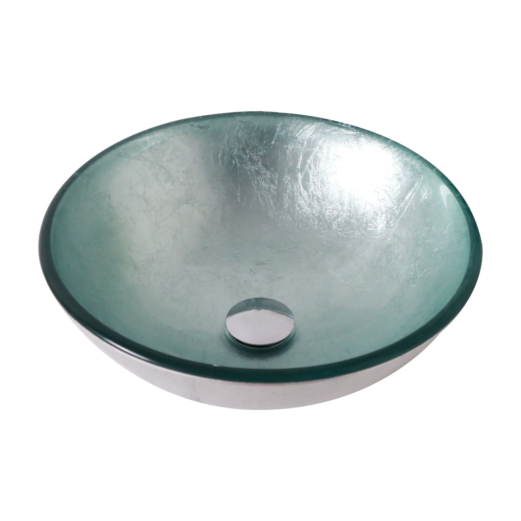 Artistic Tempered Glass Vessel Sink With Pop Up Drain