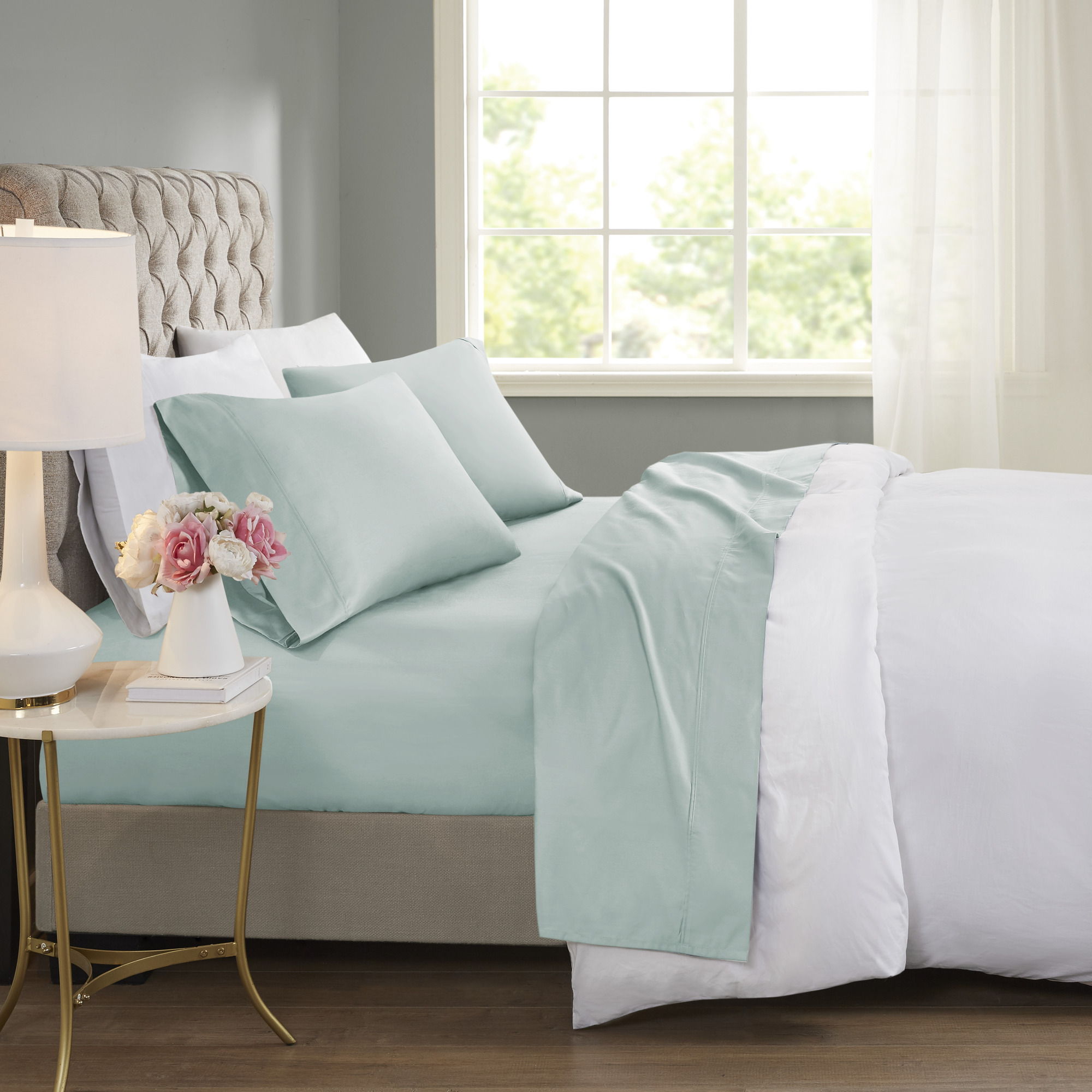 600 Thread Count - King Cooling Blend 4 Piece Sheet Set - Seafoam