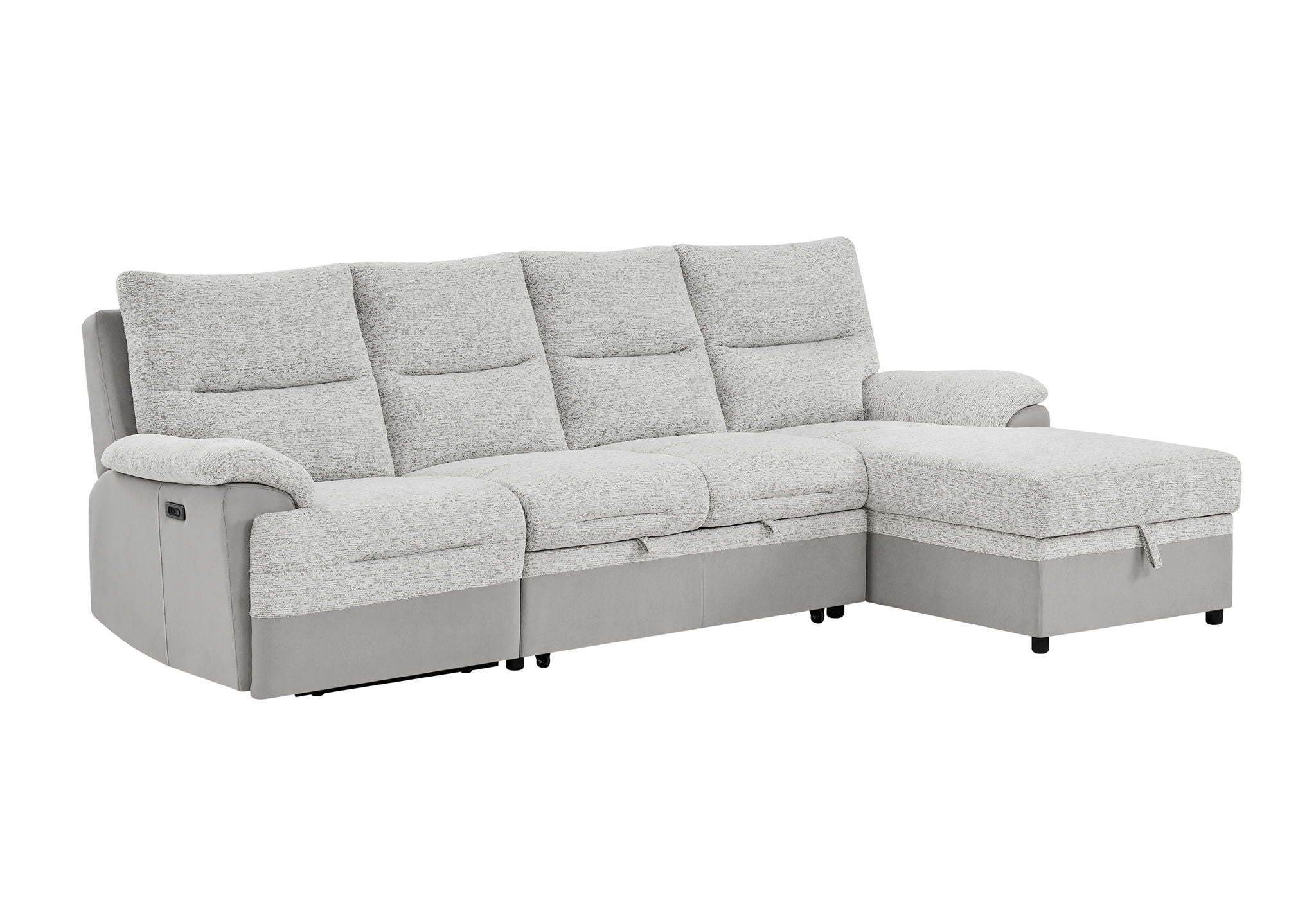 U3822 - Left Facing Power Recliner With USB - Light Gray