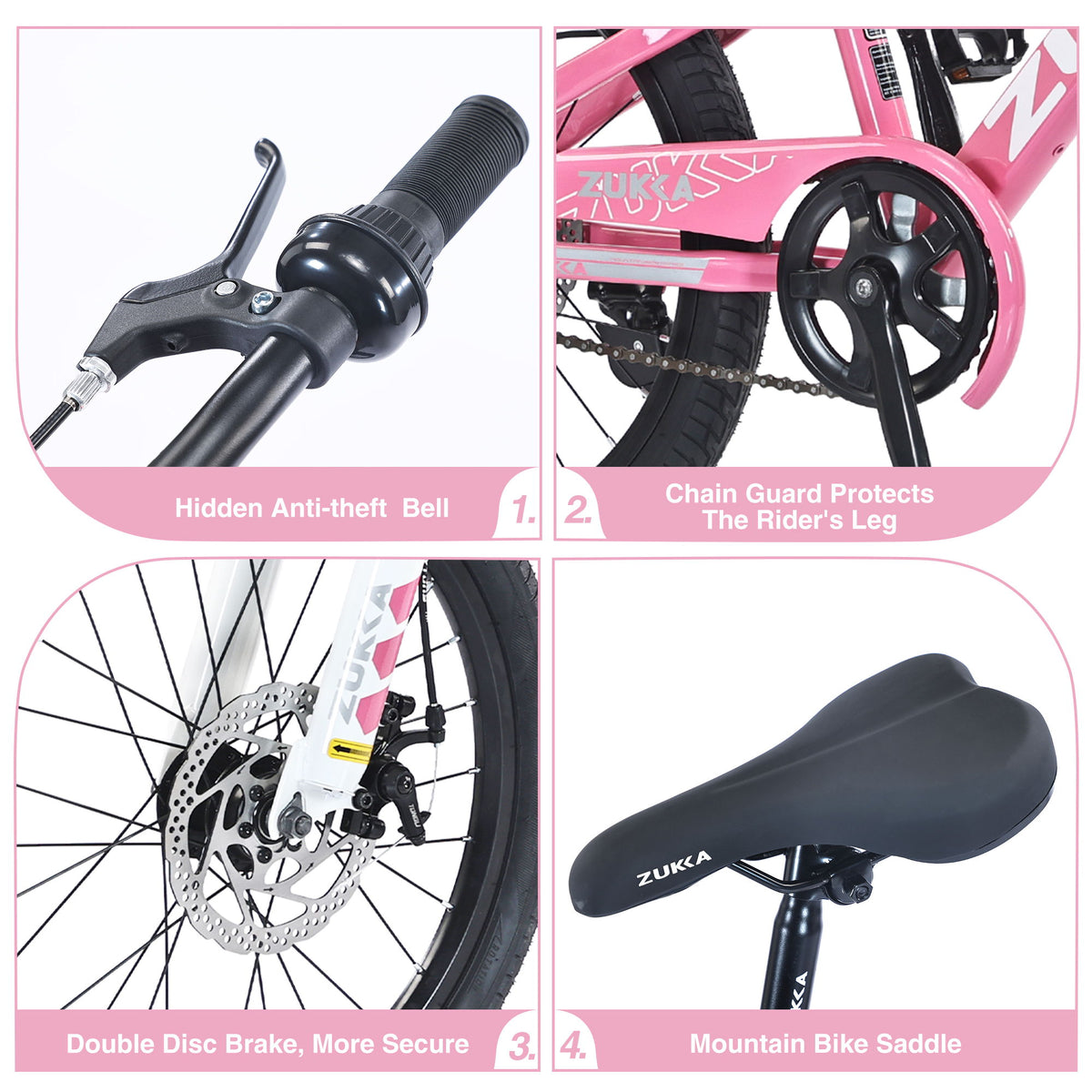 Zukka - 20" Mountain Bike With Adjustable Saddle And Suspension Fork