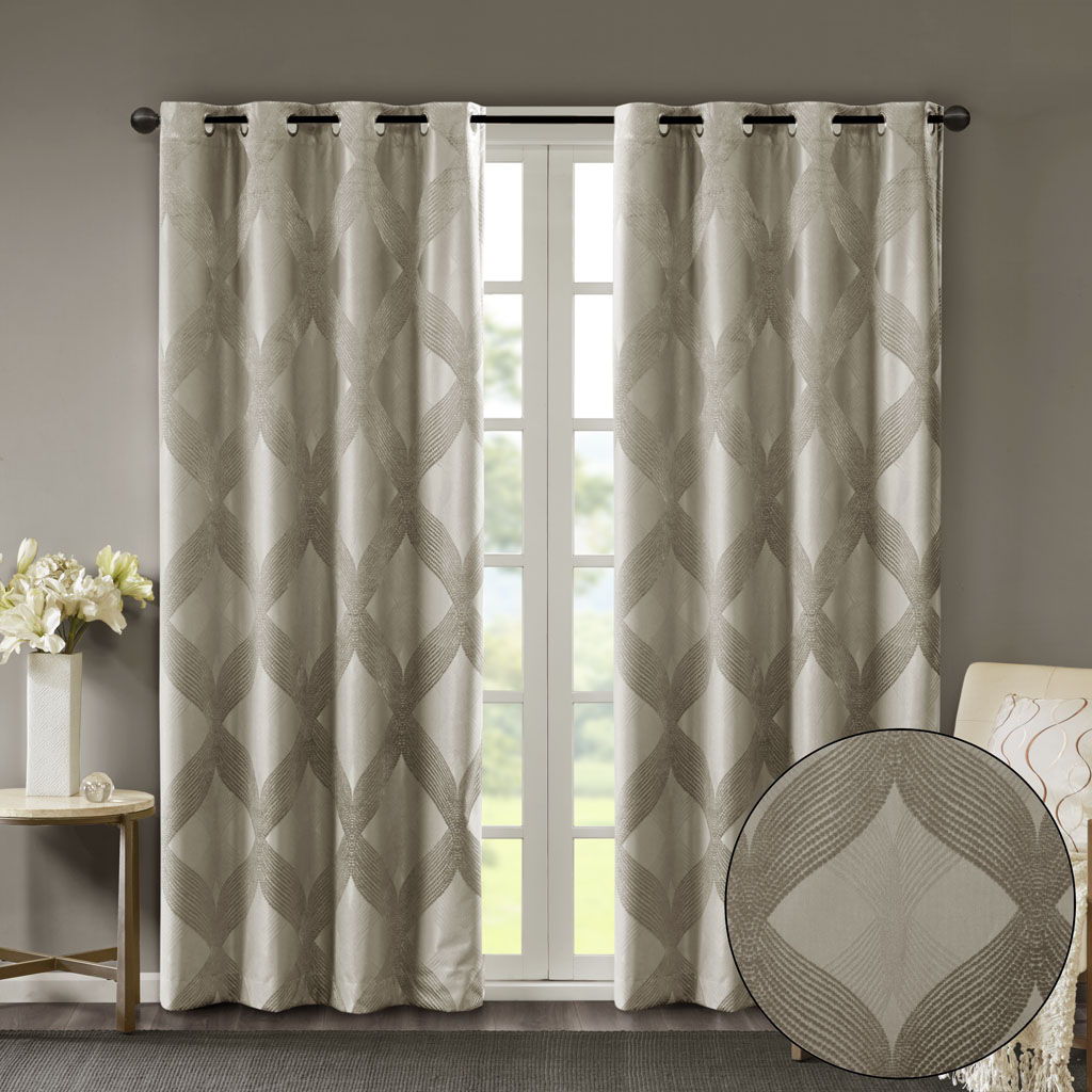 Bentley - 84" Ogee Knitted Total Blackout Panel - Taupe
