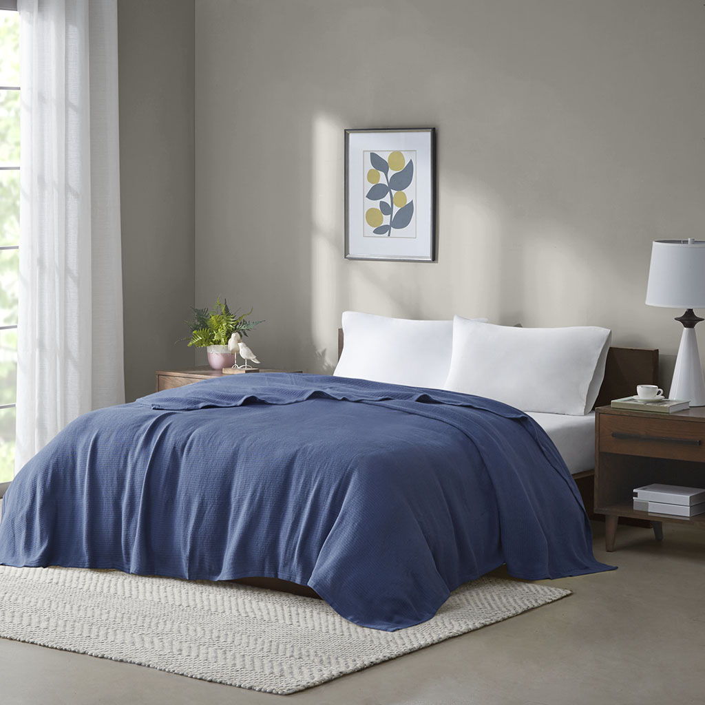 Freshspun Basketweave - King Blanket - Navy