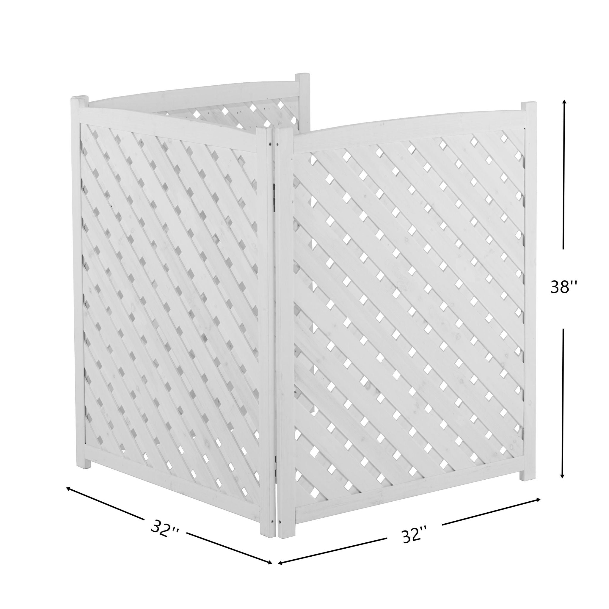 3 Panel Outdoor Air Conditioner Fence Screen, Privacy Fence - White