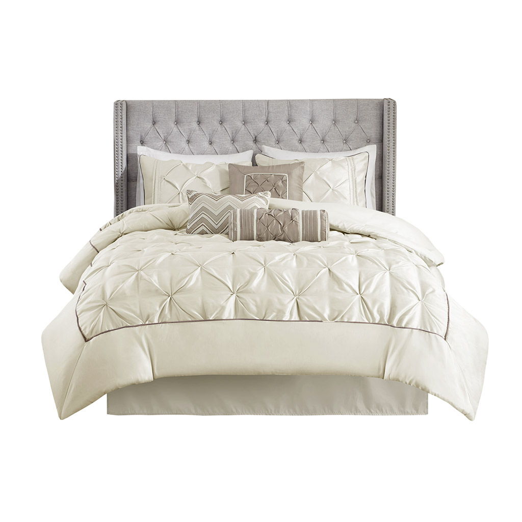 Laurel - 7 Piece Tufted Comforter Set - Ivory
