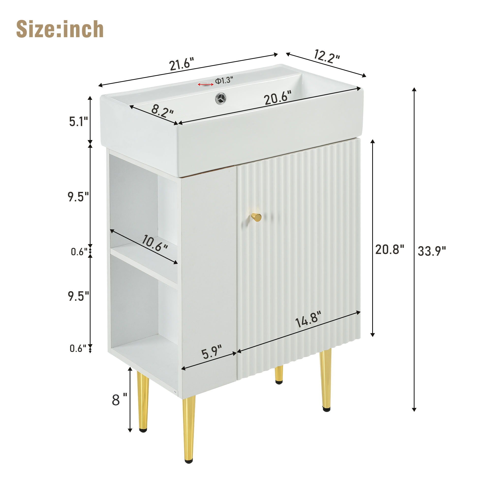 Bathroom Vanity, Combo Cabinet, Bathroom Storage Cabinet, Single Ceramic Sink