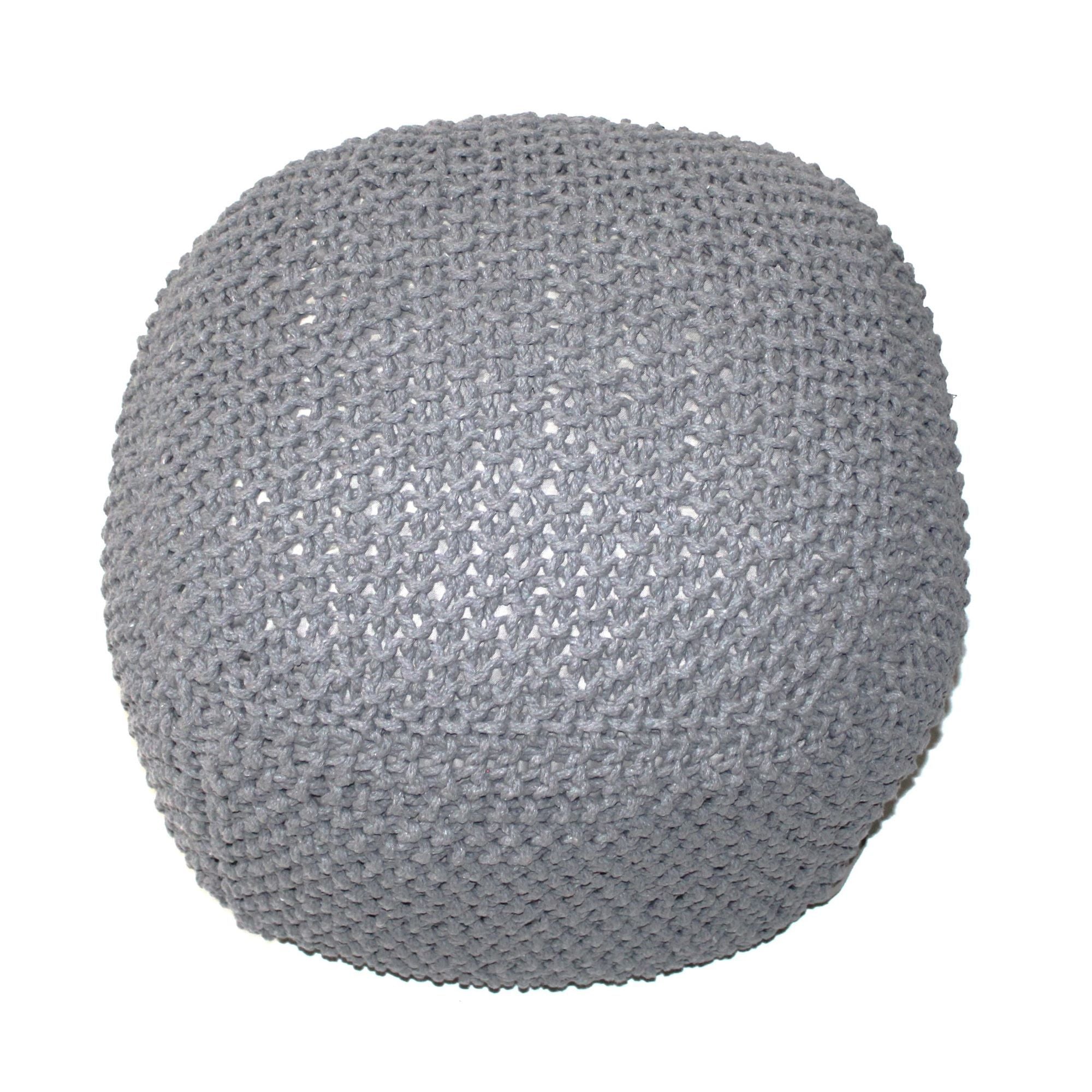 Semi Rounded Pouf, Cable Knitted, Perfect Seating