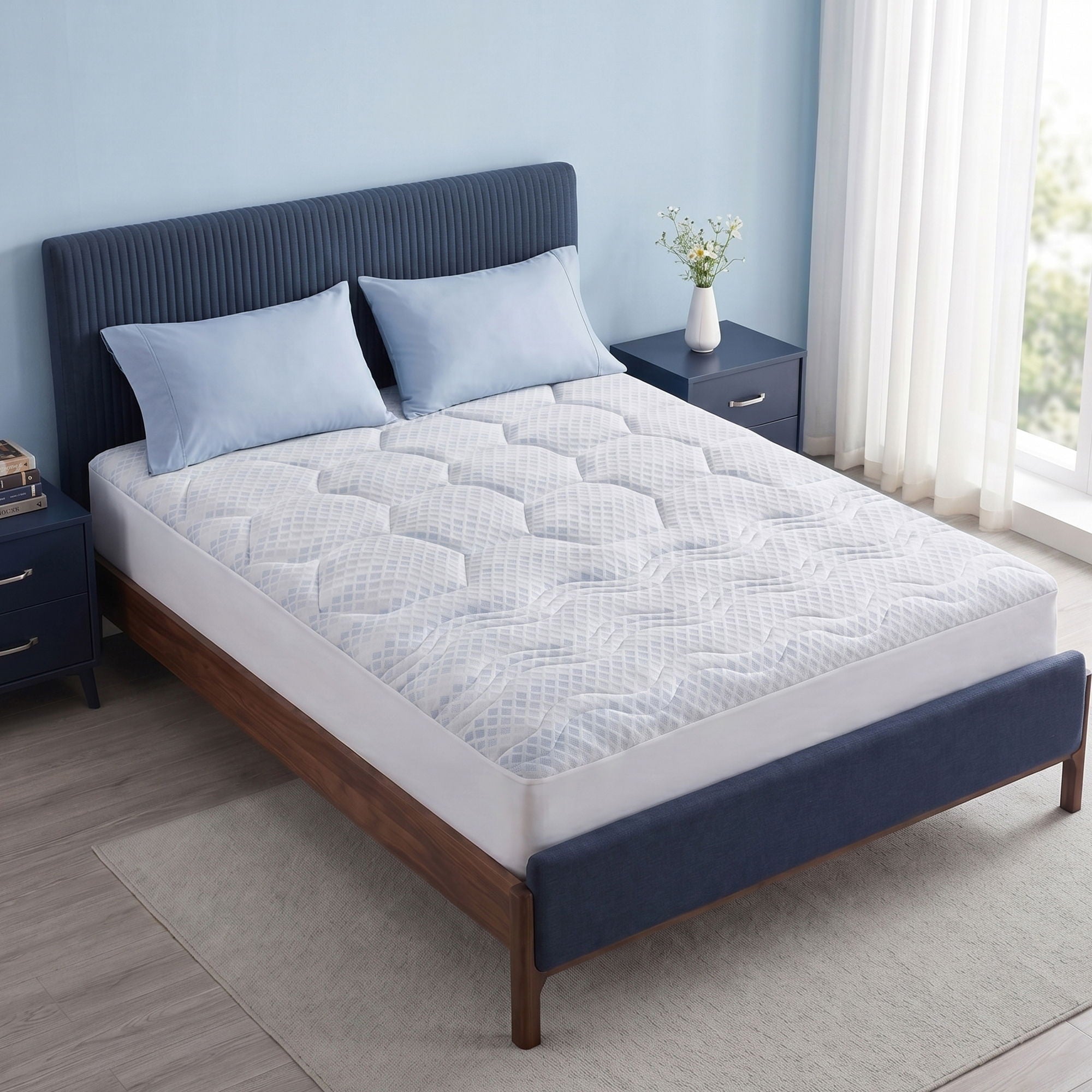 3-Zone Cooling - Queen Mattress Pad - Light Blue