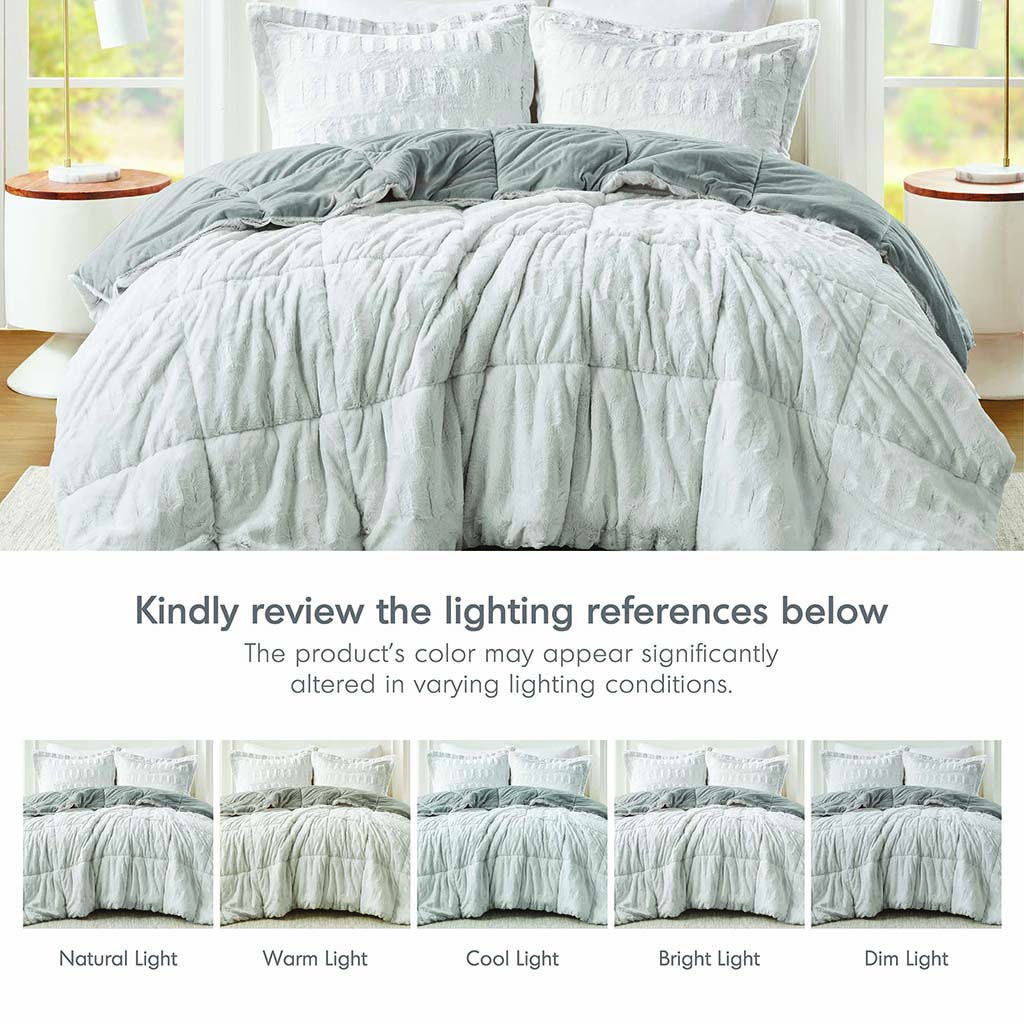 Gia - Back Print Long Comforter Mini Set - Gray