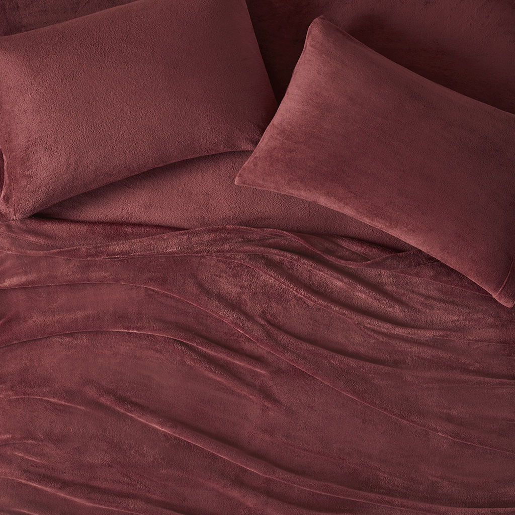 Soloft Plush - 4 Piece Queen Micro Plush Sheet Set - Burgundy