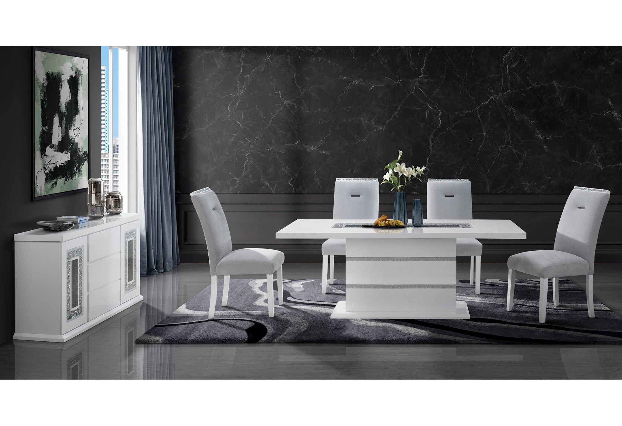 Monaco - Dining Table Top & Base - White