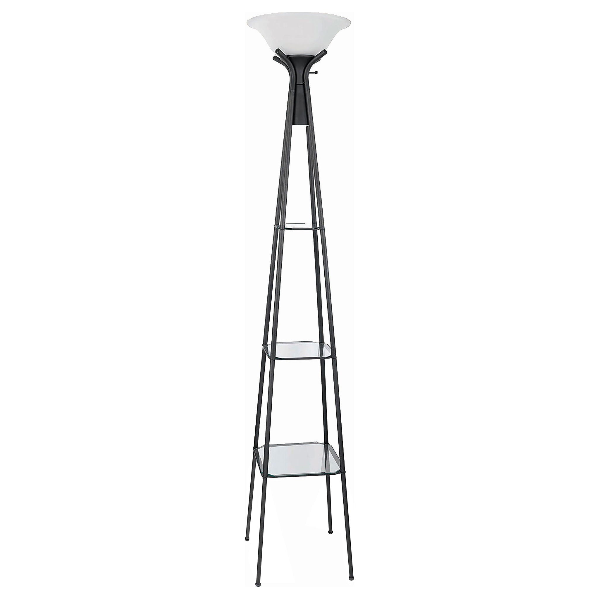 Sentinel - 3 Shelf Frosted Torchiere Floor Lamp With Shelves - Black