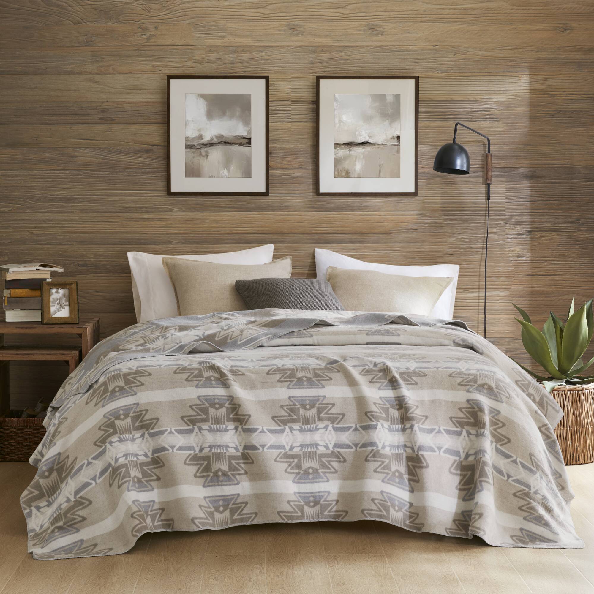 Alberta - Cotton Blend Blanket - Neutral Aztec