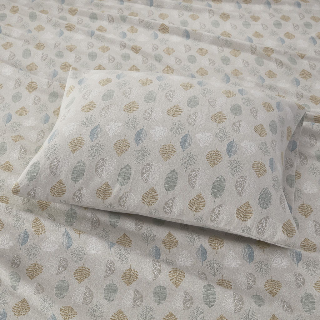 Cozy Flannel - Printed Sheet Set California King - Multi Leaves