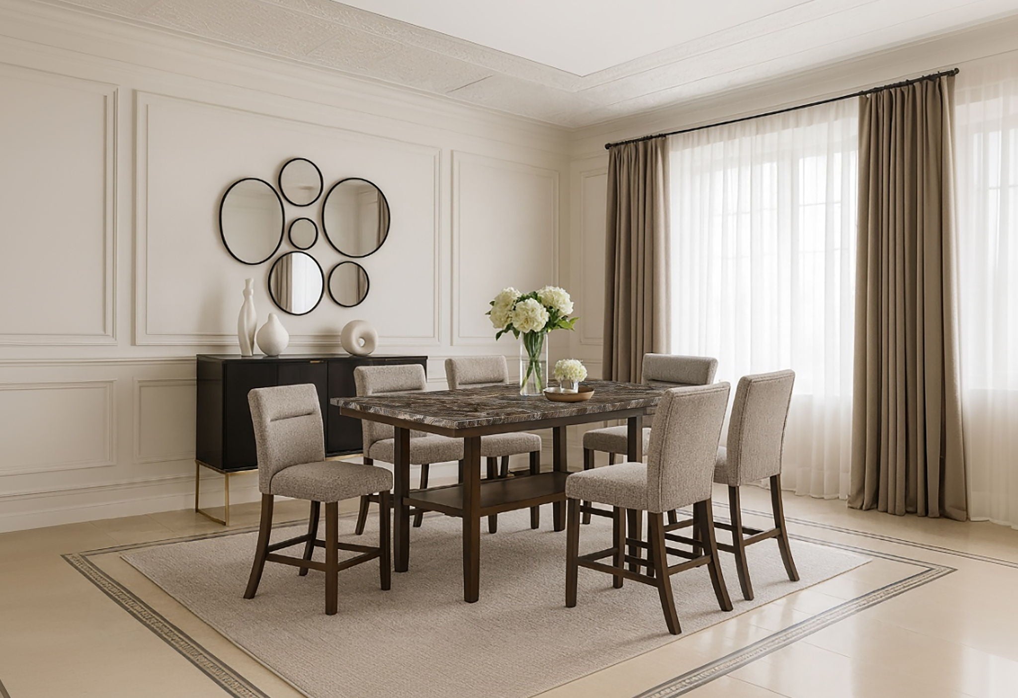 D4355 - 9 Piece Dining Room Set (Bar Table With 8 Bar Stools) - Dark Brown