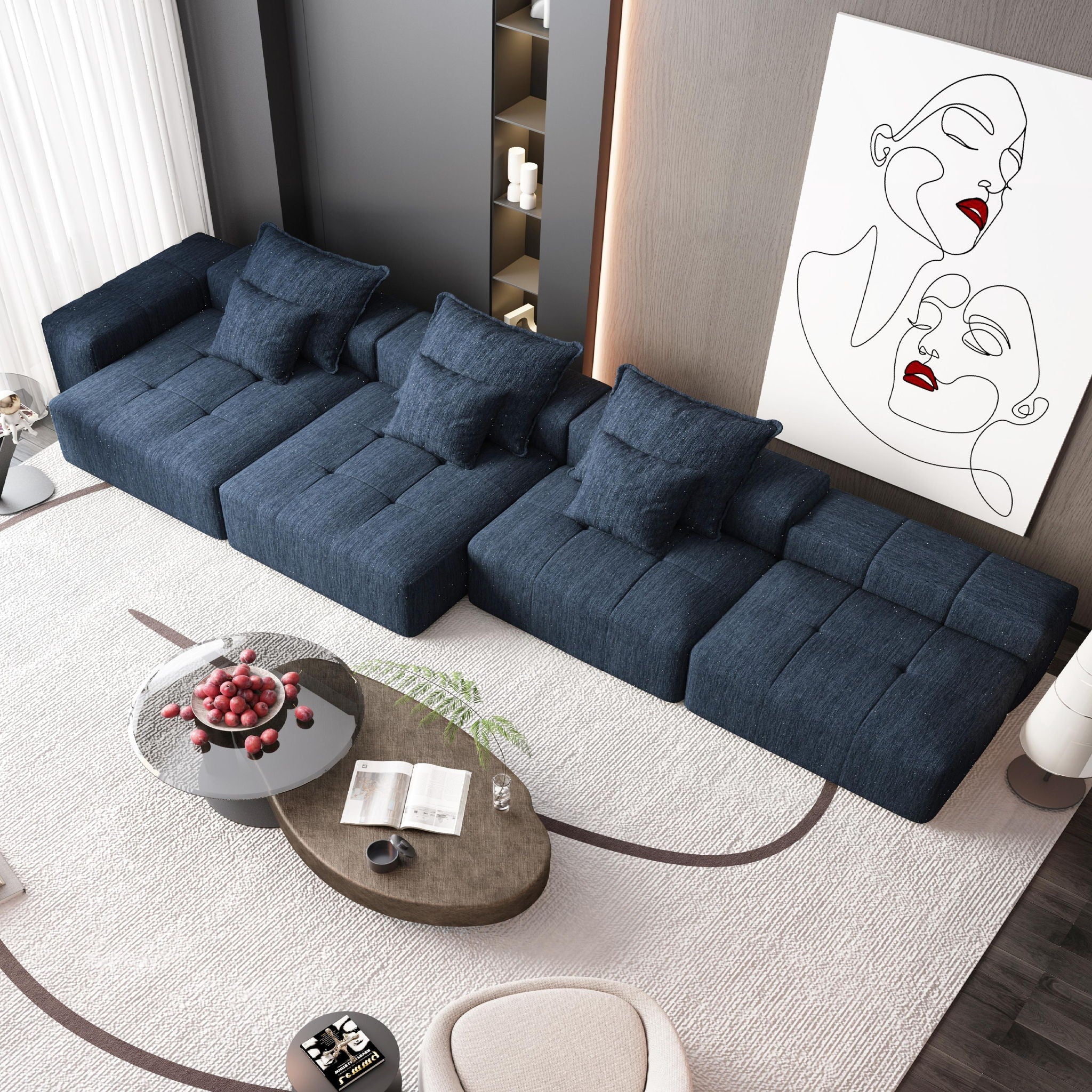 Modern Oversized Diy Combination Modular Sectional Sofa With Pillows
