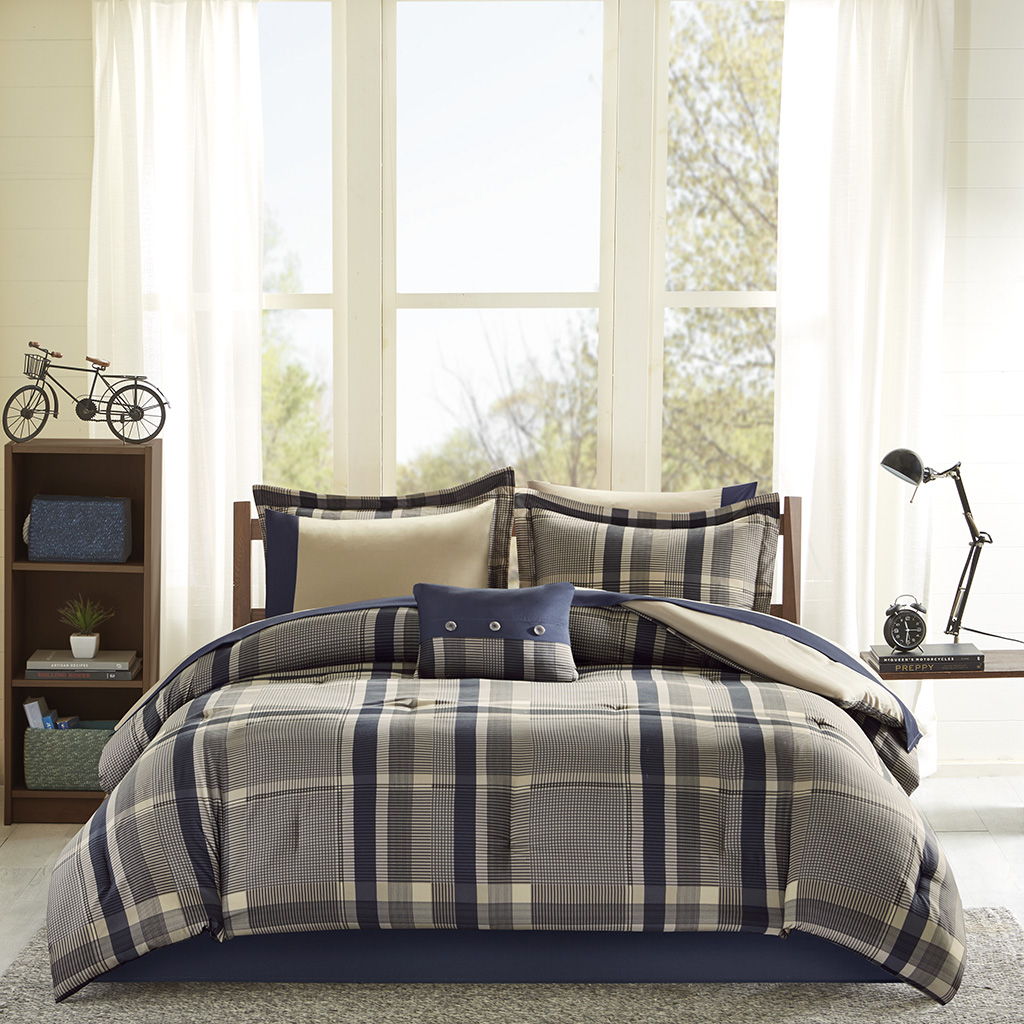 Robbie - Queen Comforter And Sheet Set - Navy Multi