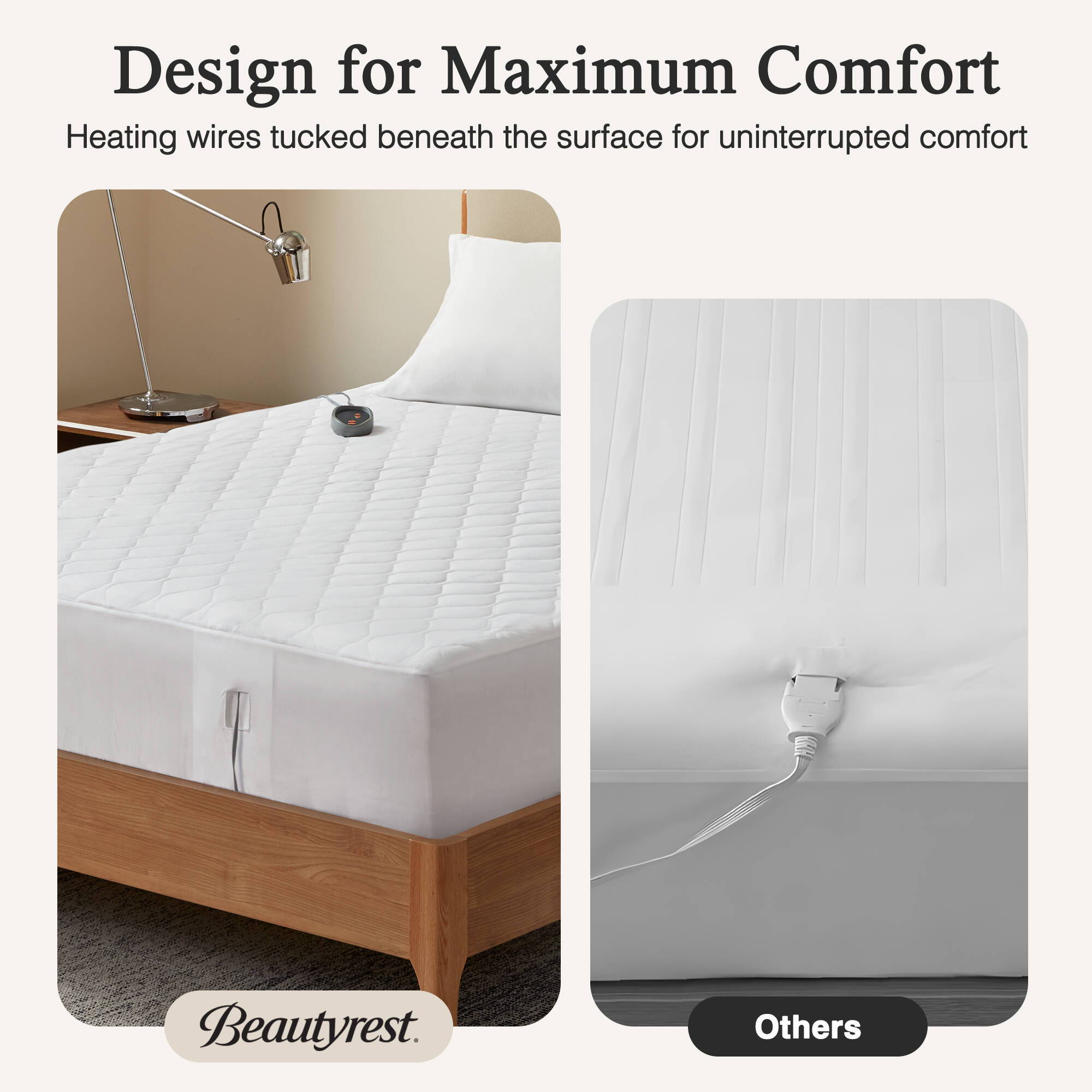 Heated Microfiber - Queen Heated Mattress Pad With 3M Scotchgard - White