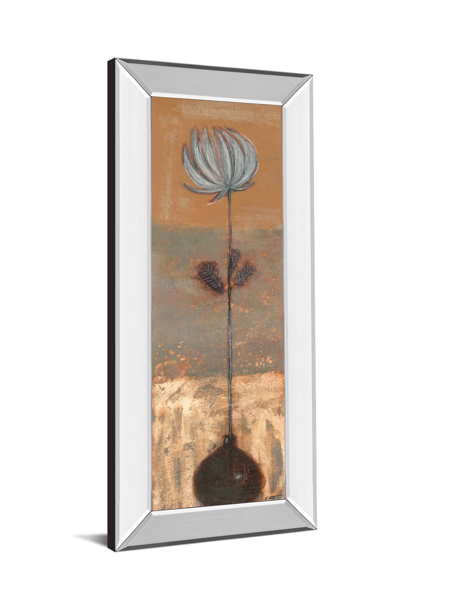 Solitary Flower I By Norman Wyatt - Mirror Framed Print Wall Artt - Light Brown