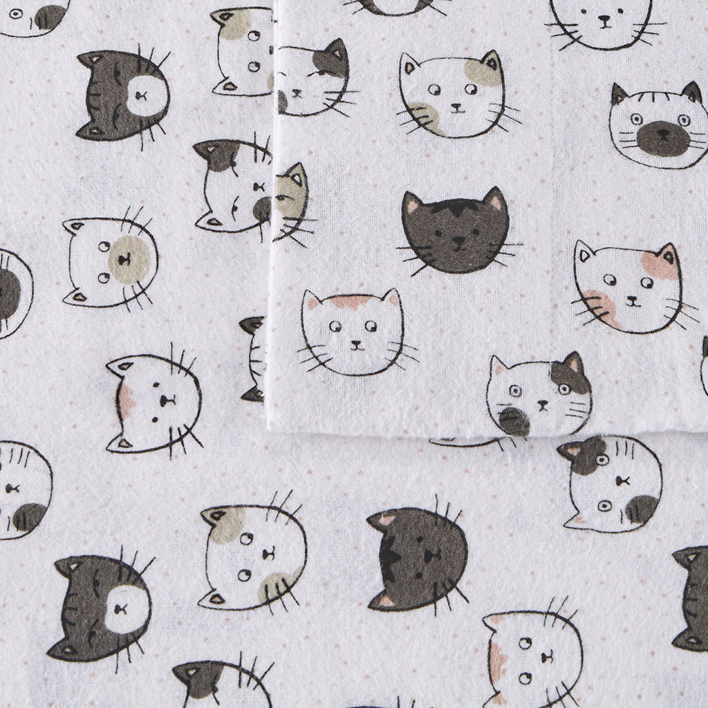 Cozy Soft Novelty Print Sheet Set - Gray / Pink Cats