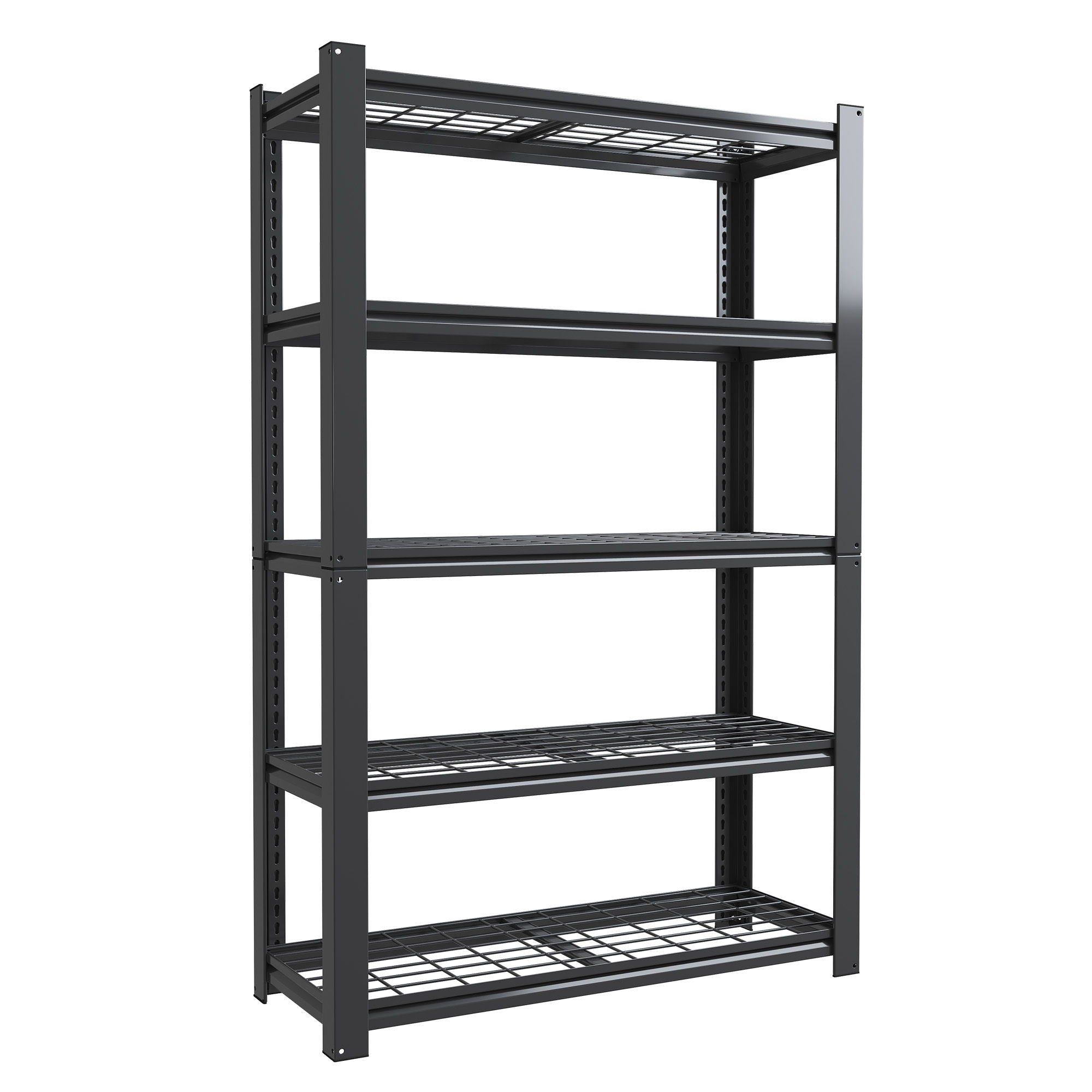 Heavy Duty 5 Tier Adjustable Metal Mesh Storage Rack With 2000 Lbs Capacity - Brushed Nickel