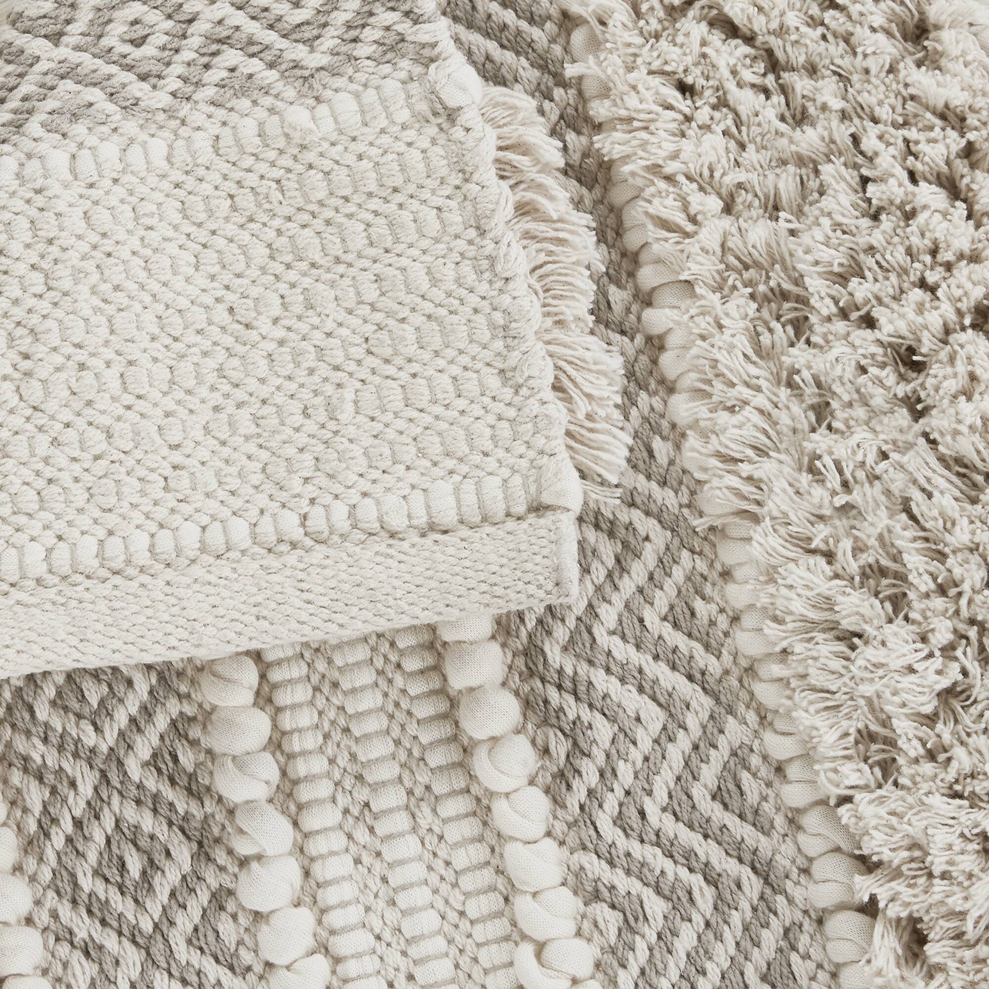 Asher - 22" x 58" Woven Texture Stripe Bath Rug - Natural