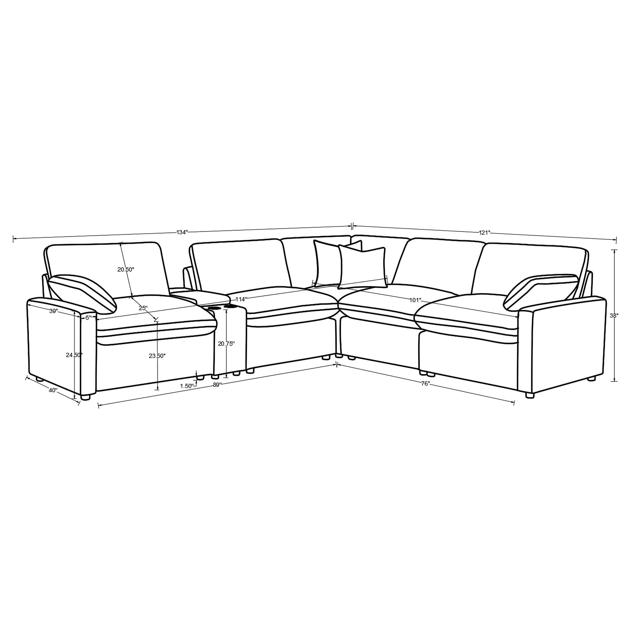 Hollander - 6 Piece Modular Power Reclining Sectional - Dark Gray