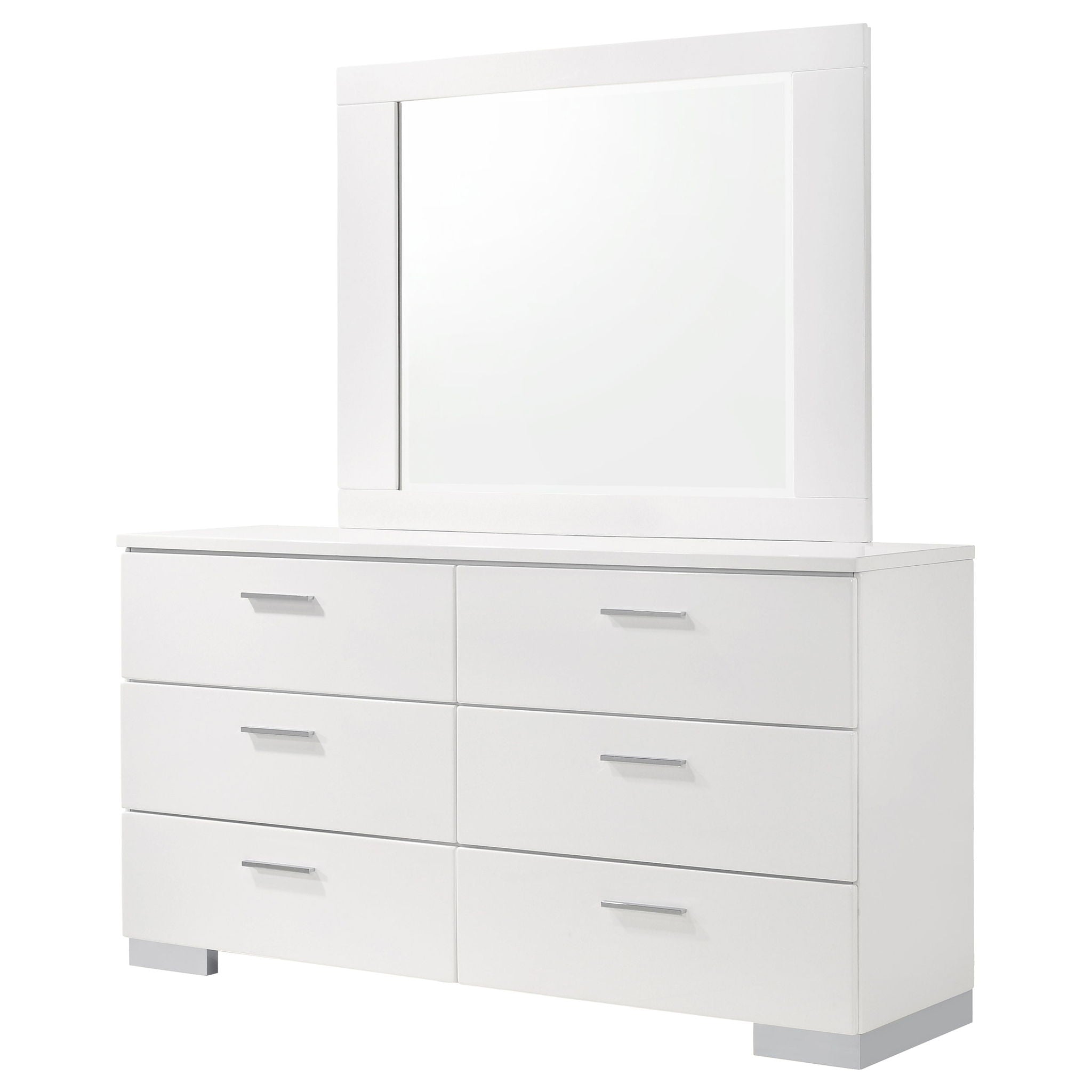 Dulcey - 6 Drawer Dresser With Mirror - Gloss White