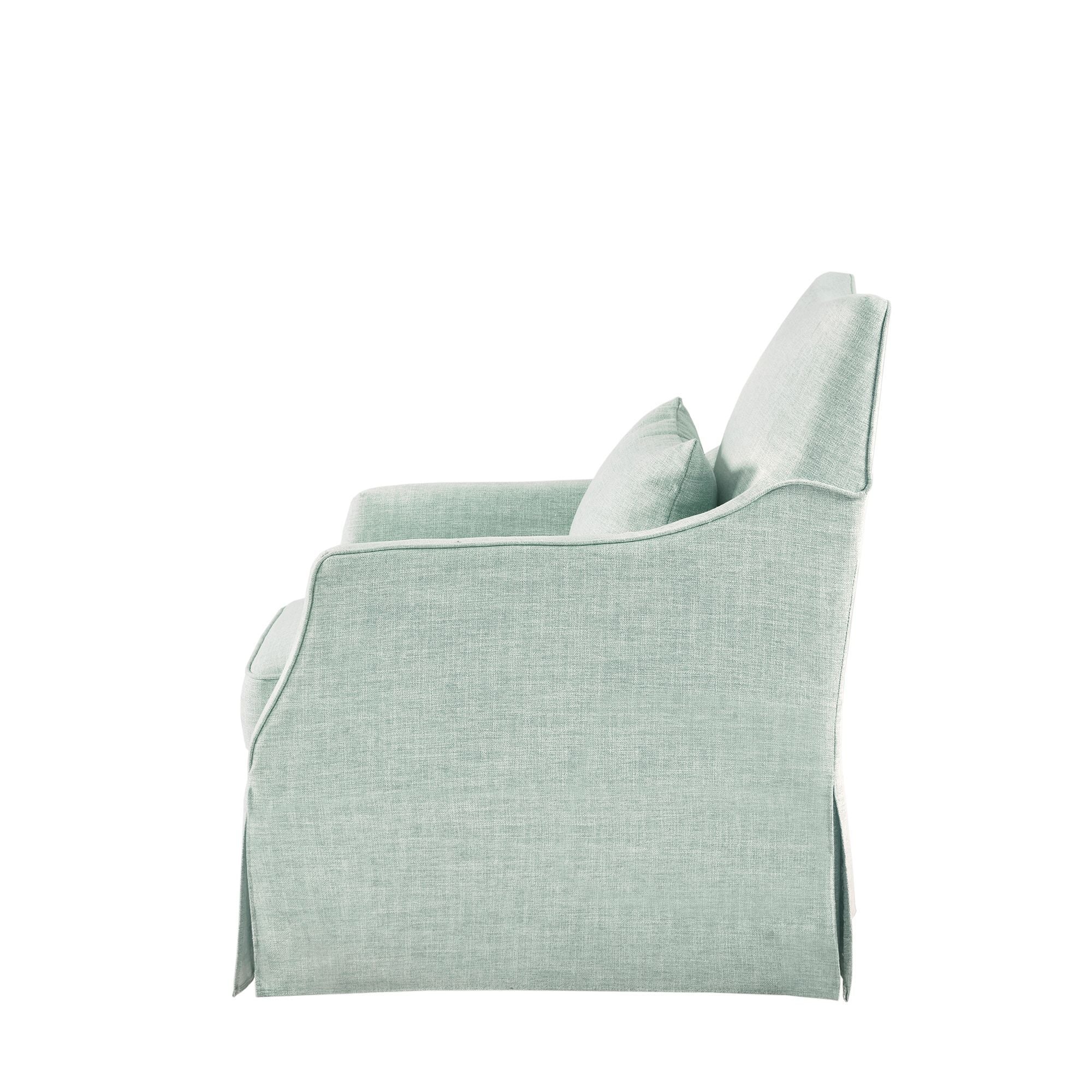 London - Upholstered Skirted Swivel Armchair With Lumbar Pillow - Mint