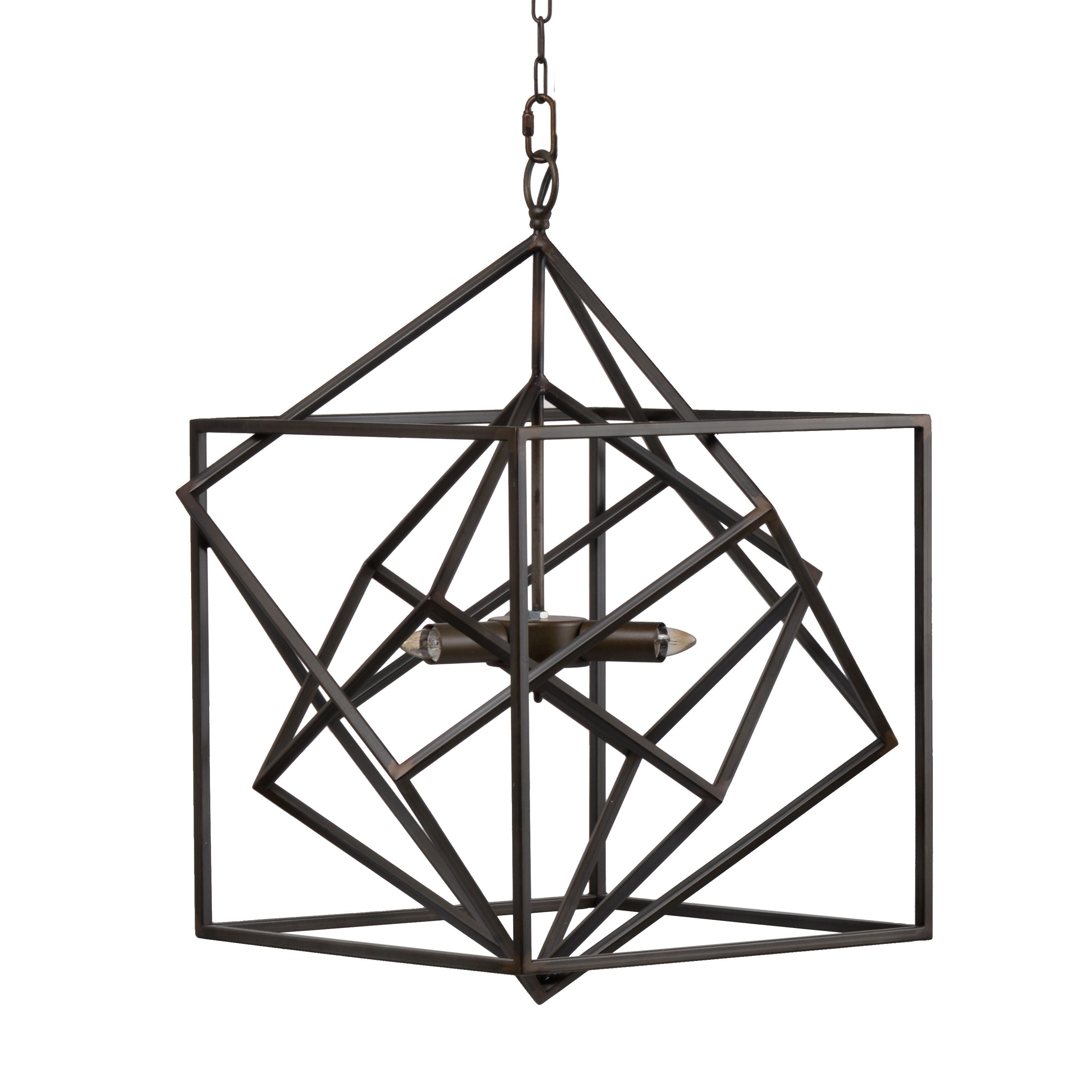 3 Light Metal Chandelier, Hanging Light Fixture With Adjustable Chain For Kitchen, Bulb Not Included - Black