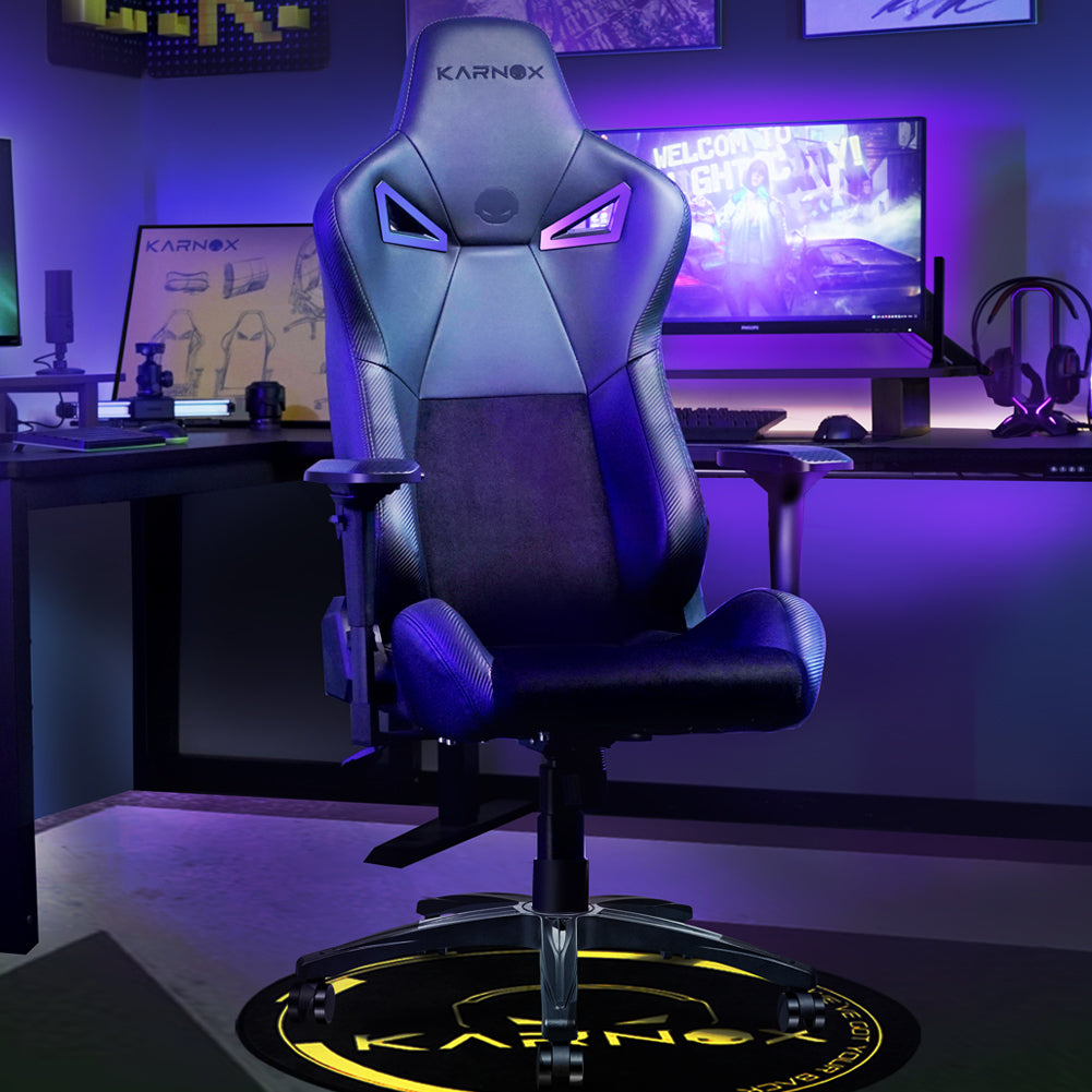KARNOX Ergonomic Gaming Chair,Adjustable Office Computer Chair with Lumbar Support ,Tall Back Swivel Chair with Headrest and Armrest,Comfortable Reclining Video Desk Chair with Suede Padded Sea