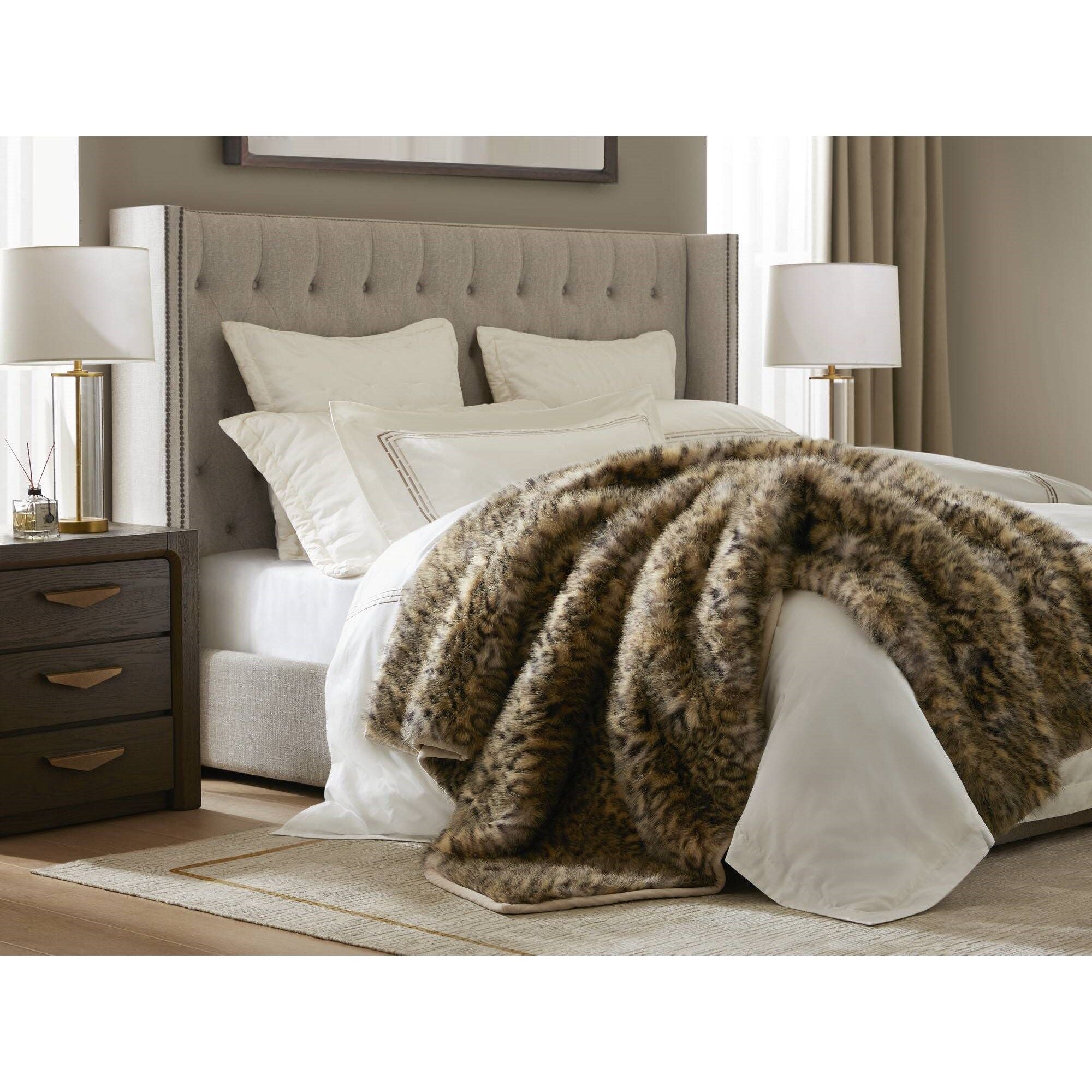 Botswana Animal Print - 60x80" Faux Fur Throw Blanket - Leopard