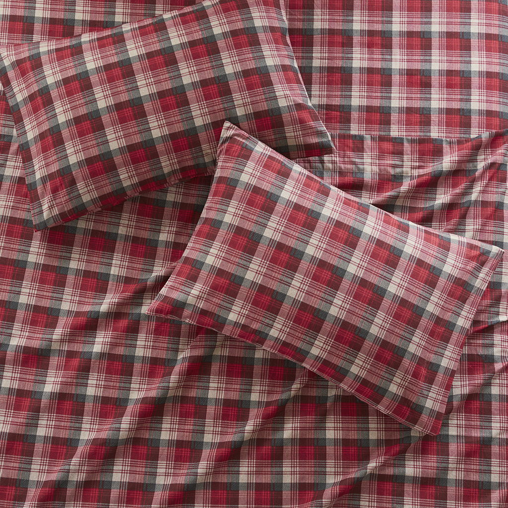 Flannel - 3 Piece Twin Sheet Set - Red Plaid