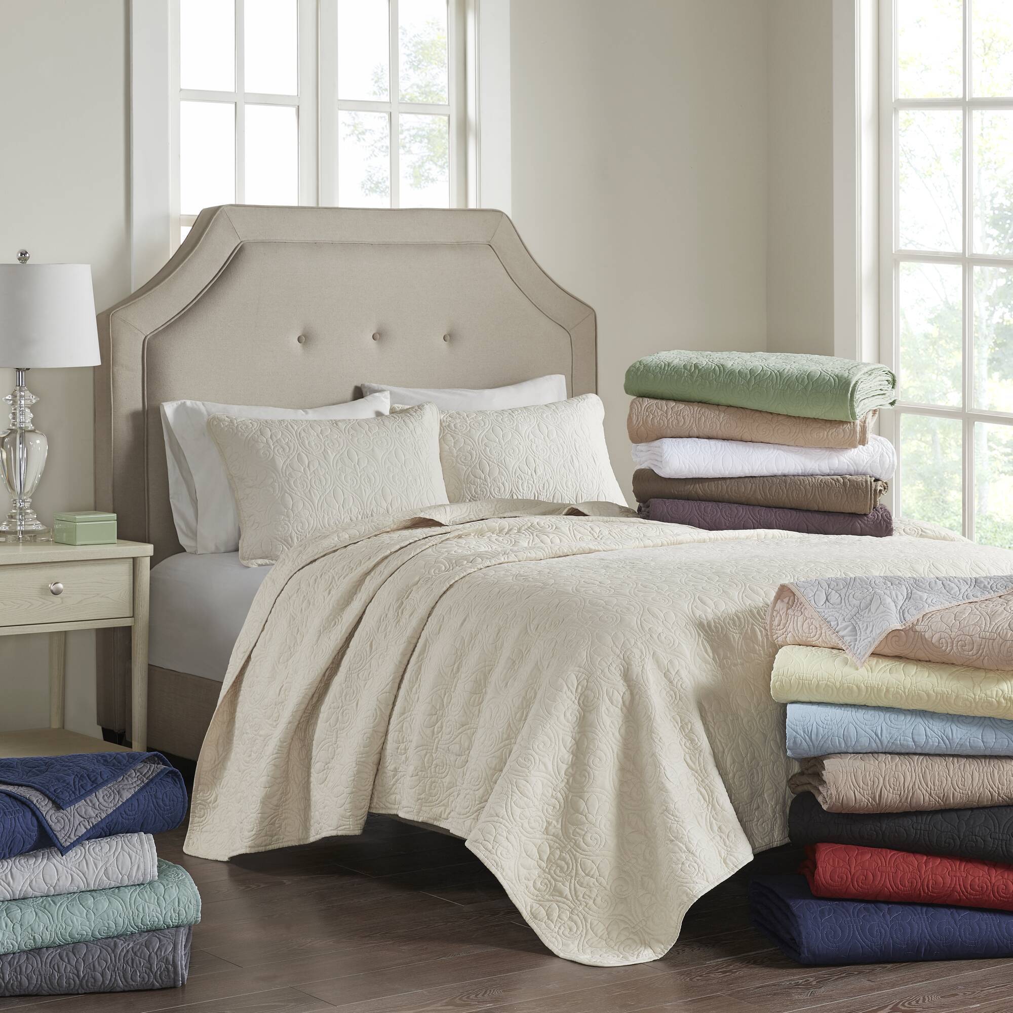 Quebec - King Reversible Coverlet Set - Gray