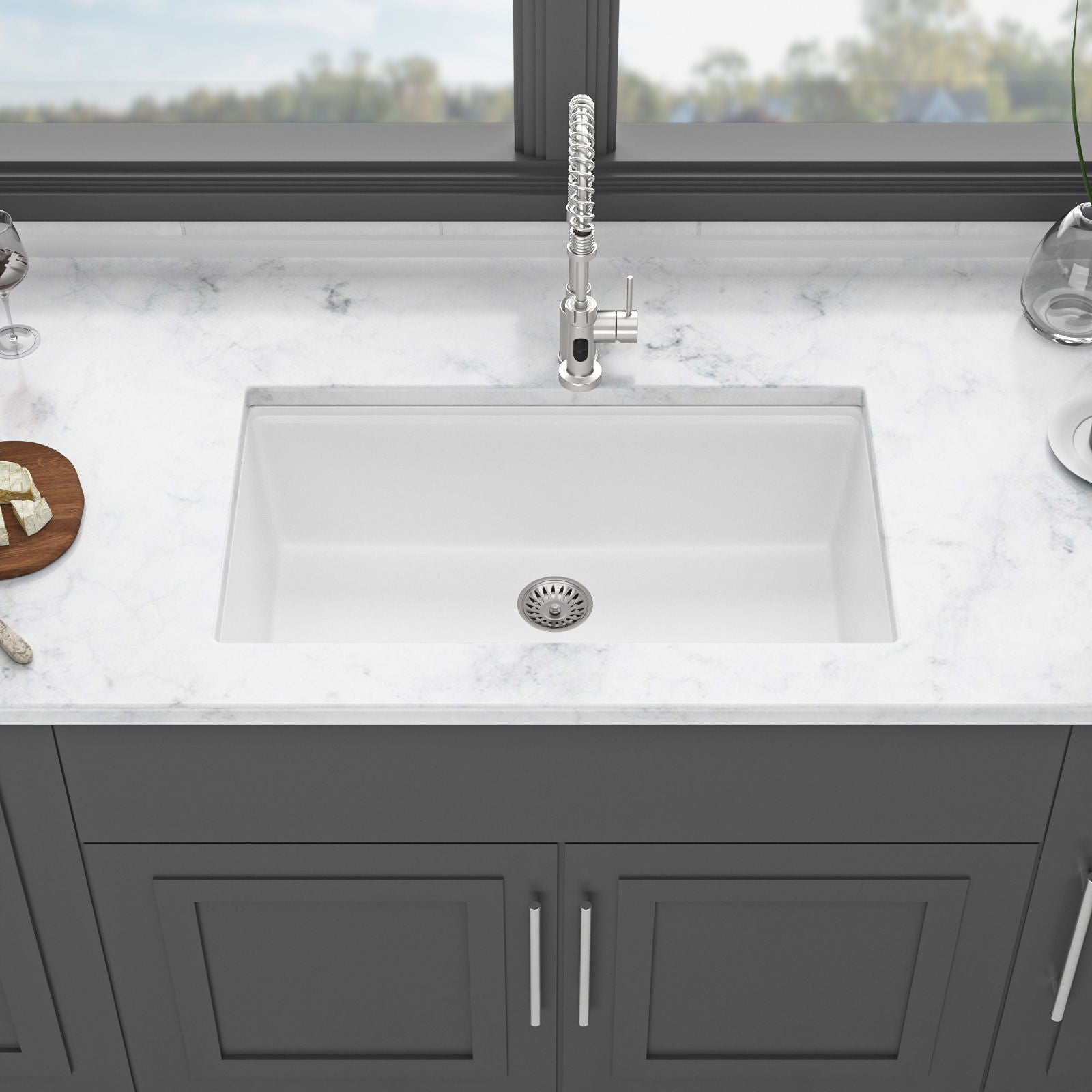 Quartz Kitchen Sink, Granite Composite Workstation Undermount