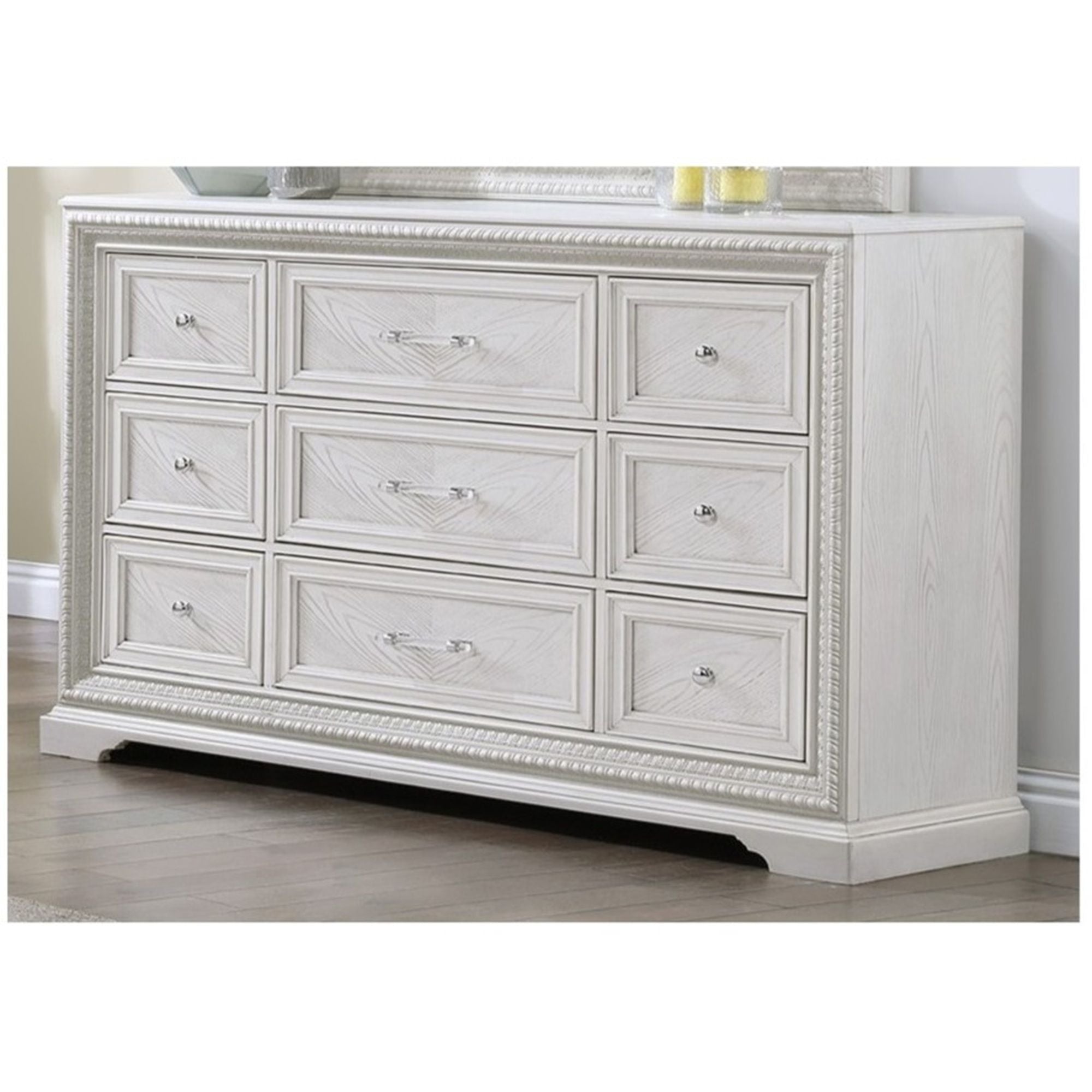 6 Drawer Storage Dresser Antique Wooden Bedroom Furniture - Antique White