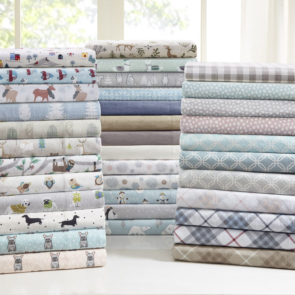 Cozy Flannel - 4 Piece Queen Printed Sheet Set - Tan land Winter