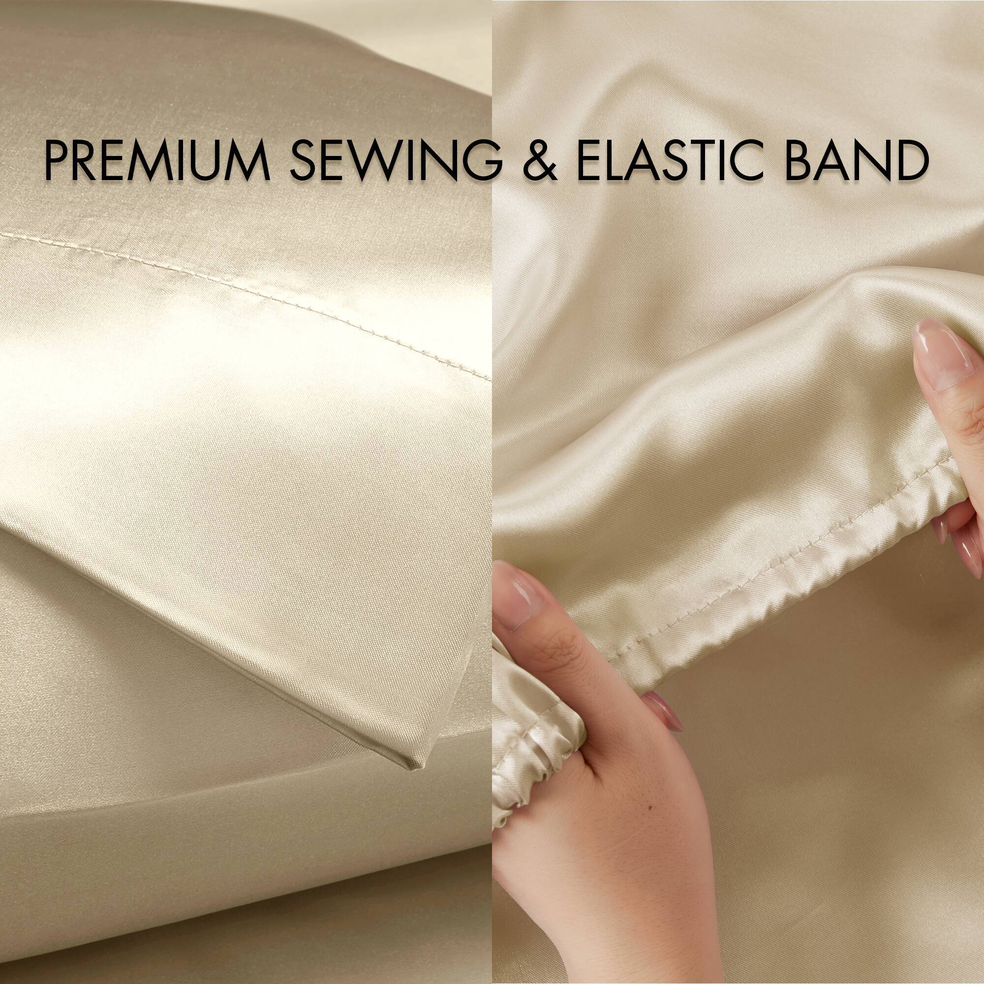 Satin - 6 Piece Full Luxury Sheet Set - Champagne