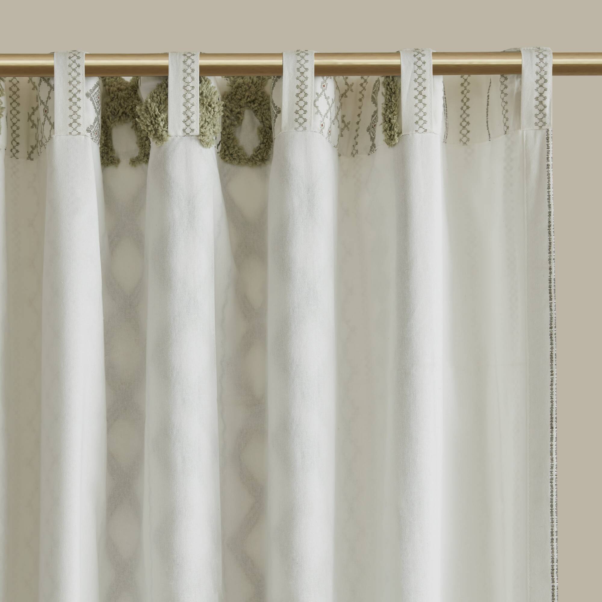 Imani - 50x84" Printed Curtain Panel With Stripe And Lining - Green