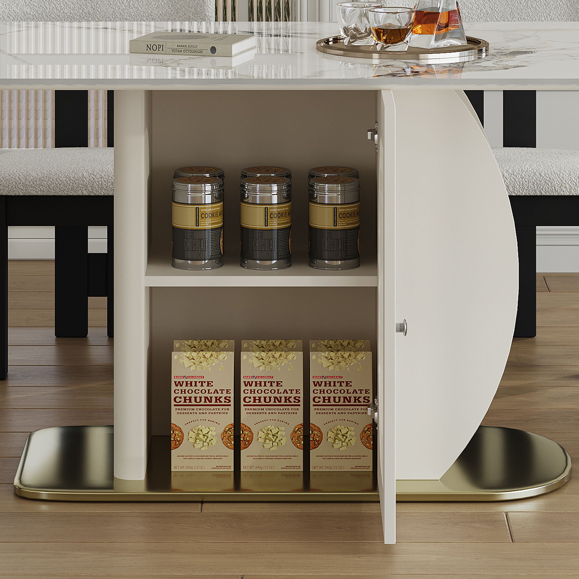 Modern Dining Table Set With Storage, Includes Chairs