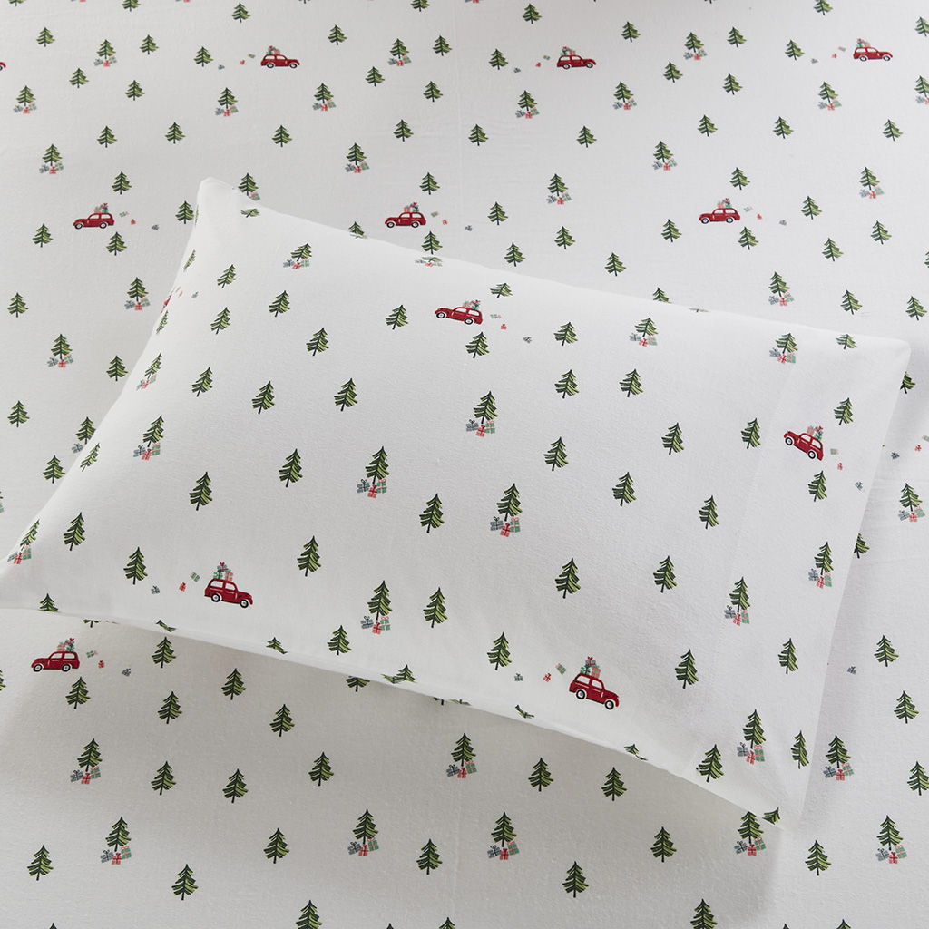 Cotton Flannel - King Sheet Set - Green Tree Trip
