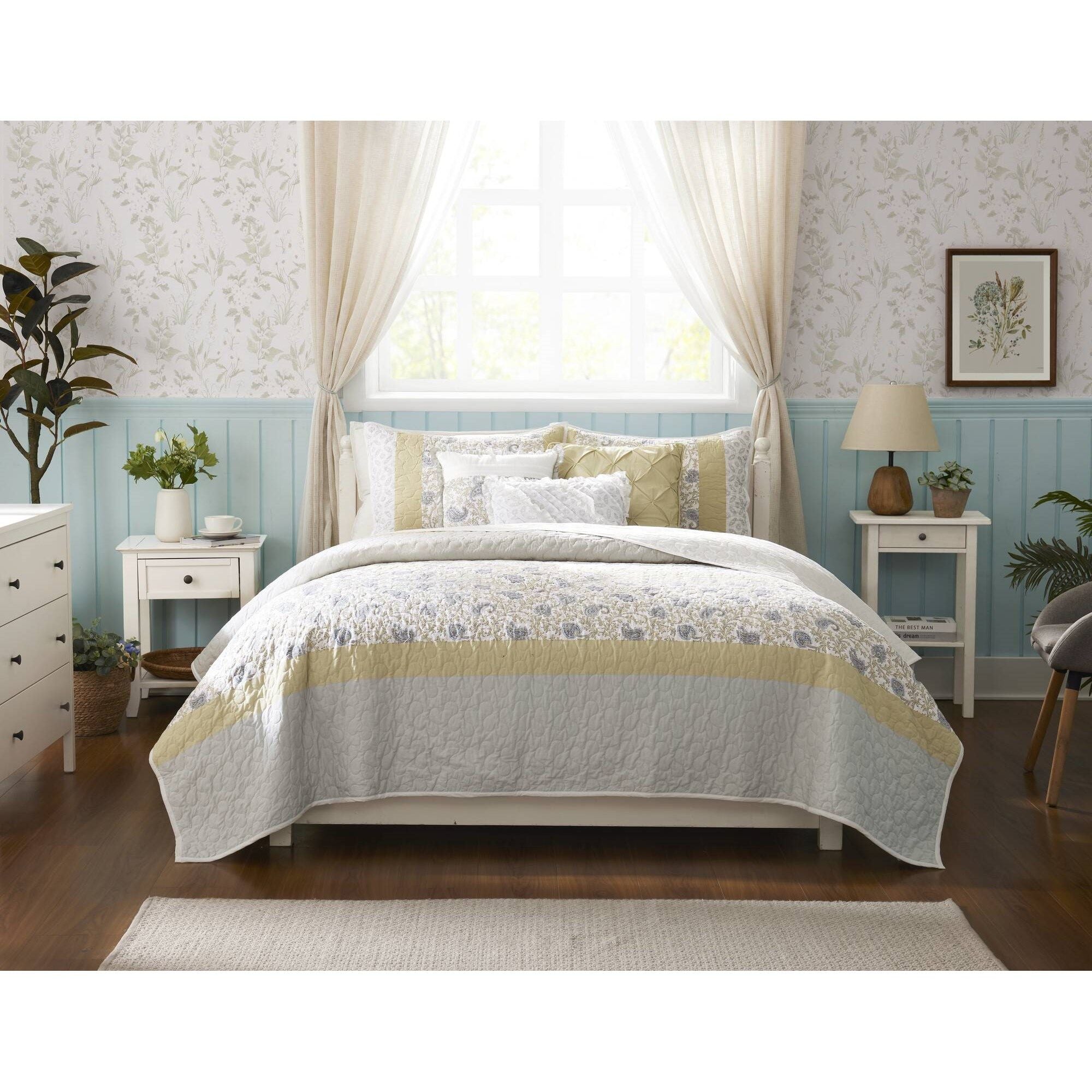 Dawn - 6 Piece Reversible Coverlet Set - Yellow