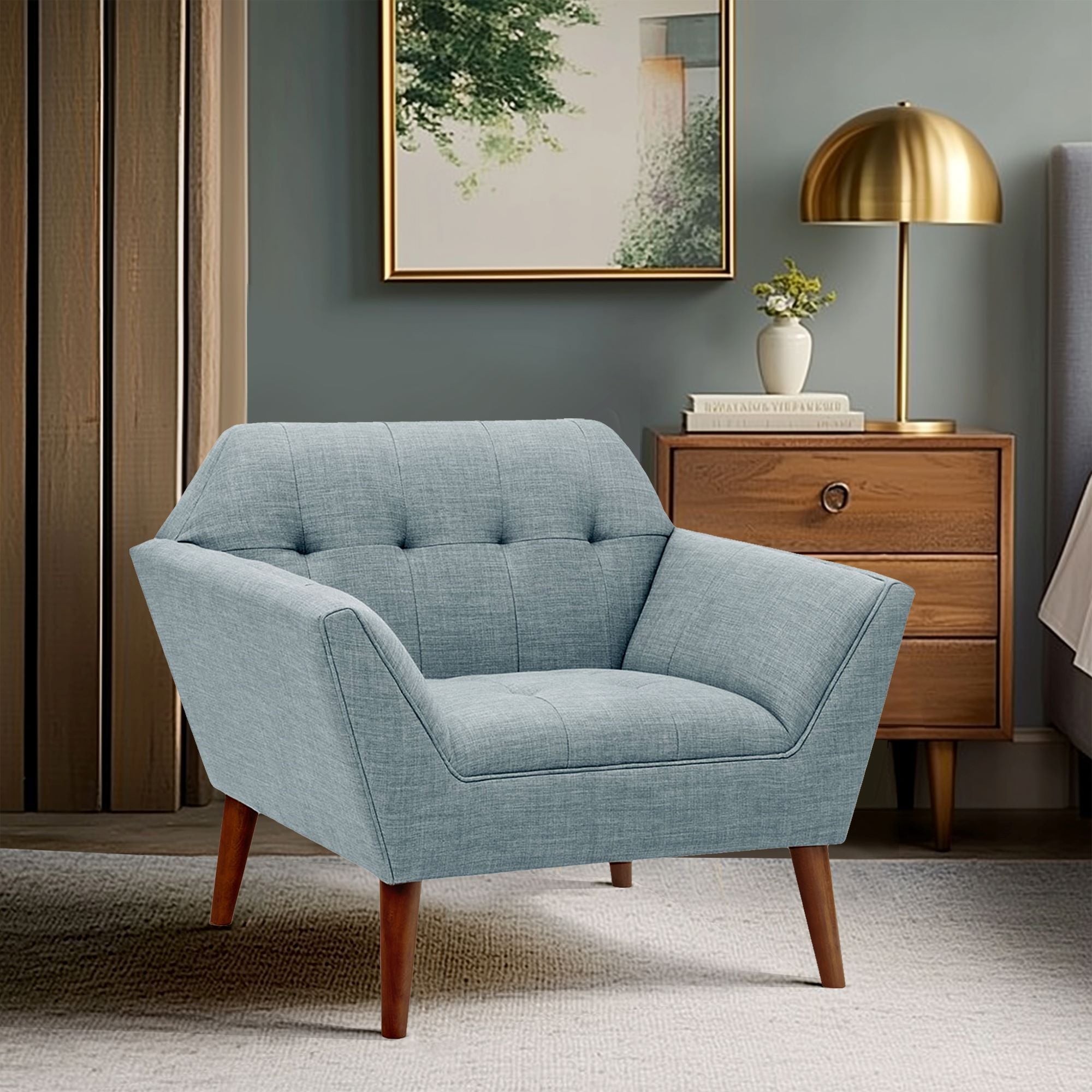 Newport - Wide Mid-Century Modern Lounge Chair (Set of 2) - Light Blue