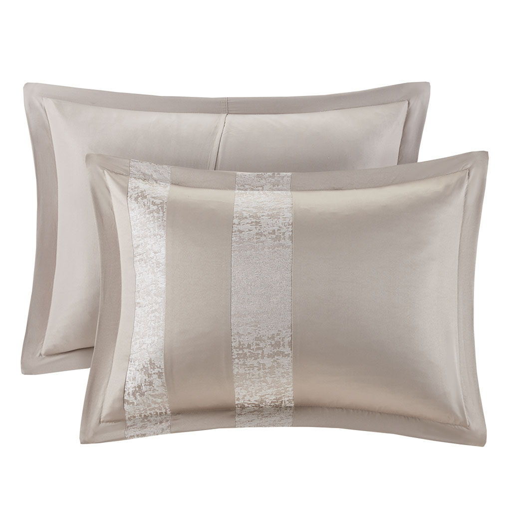 Ava - Queen 7 Piece Comforter Set - Taupe