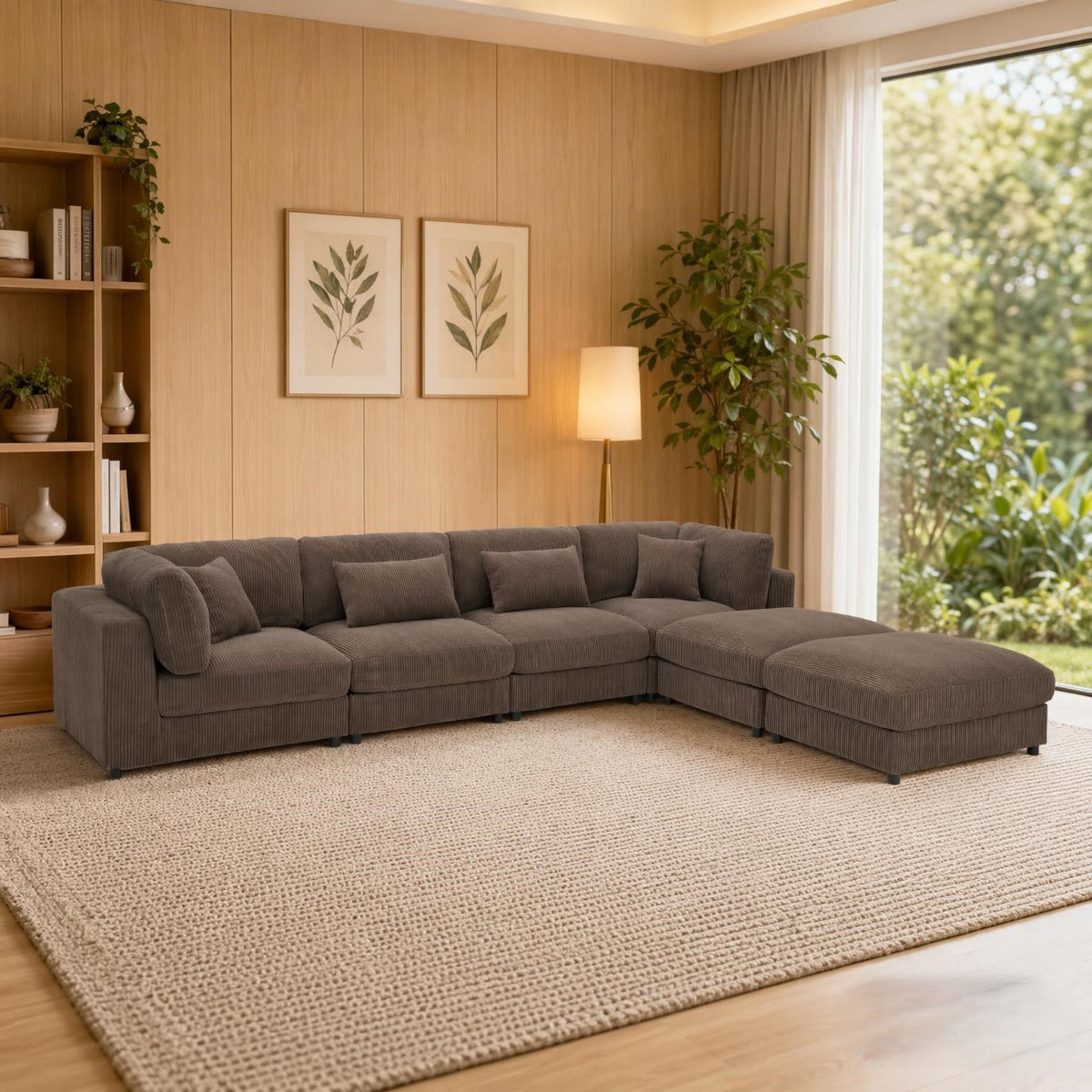 Upholstered Modular Sectional & Custom Configuration And Toss Pillows