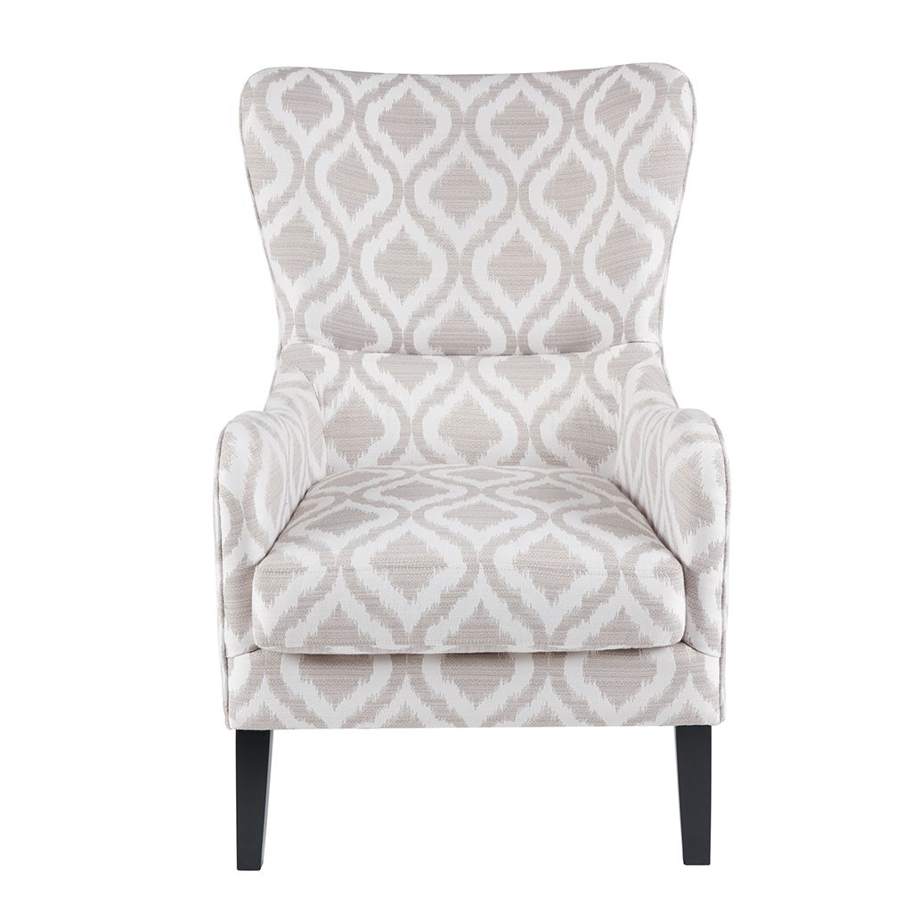 Arianna - Swoop Wing Chair - Gray / White