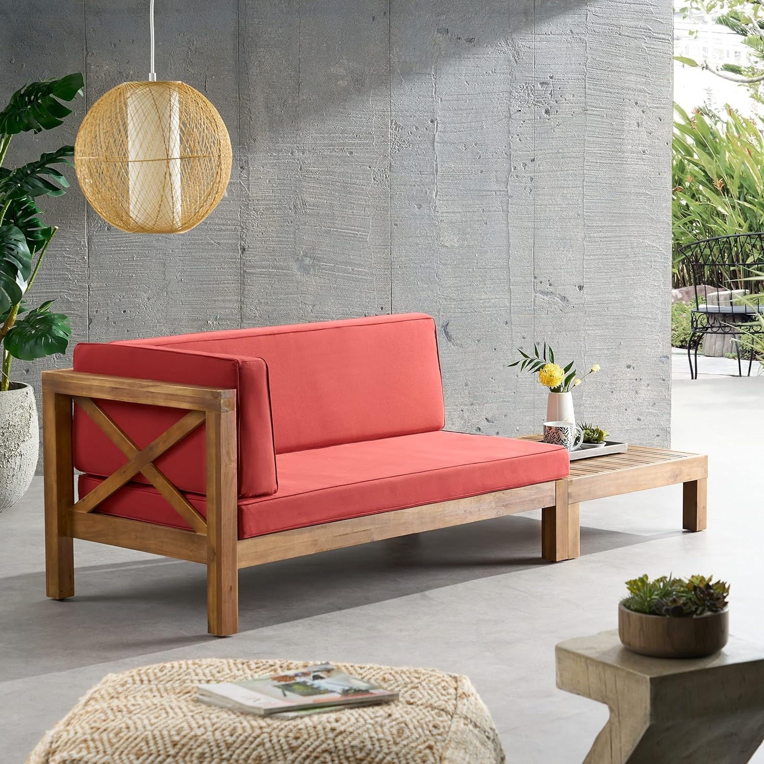 Brava - X Back Corner Bench With Coffee Table