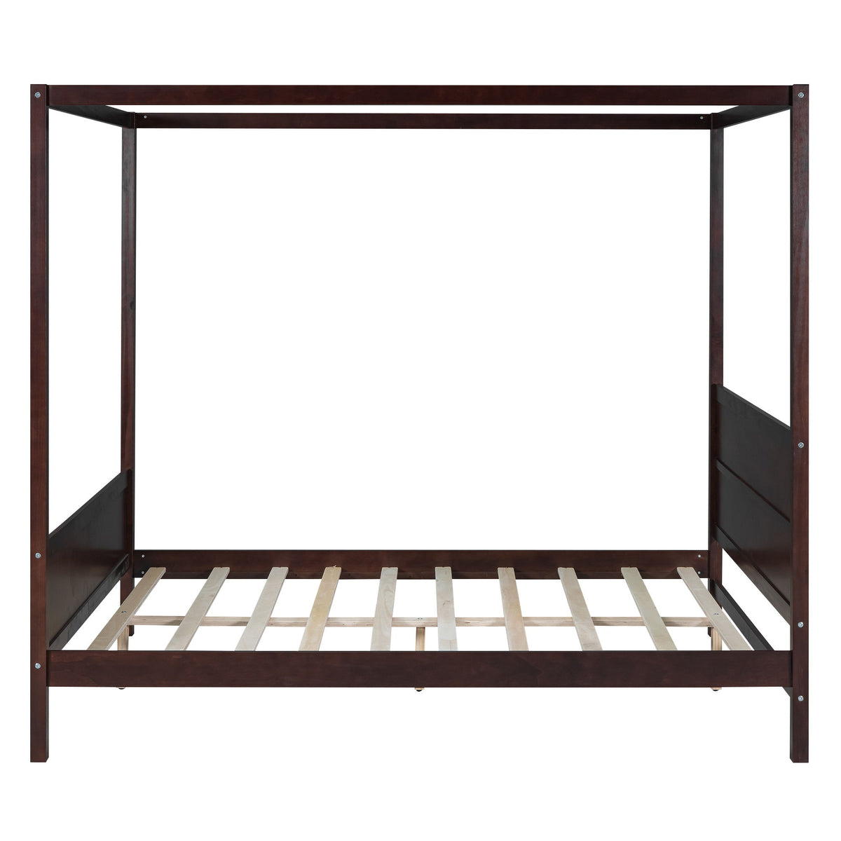 Canopy Platform Bed With Headboard And Footboard, Slat Support Leg